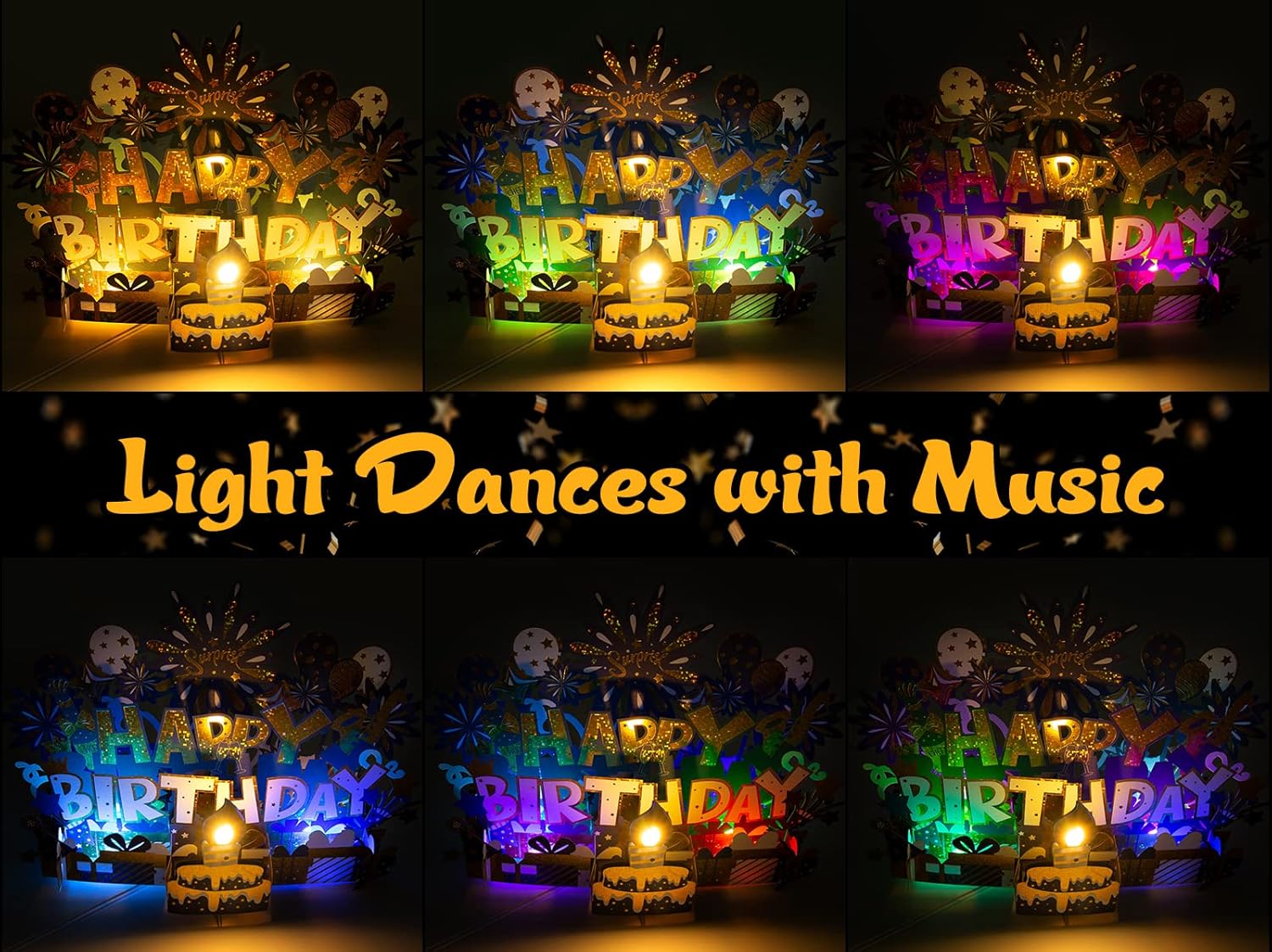 Musical Pop Up Birthday Card with LED Light and Happy Birthday Music