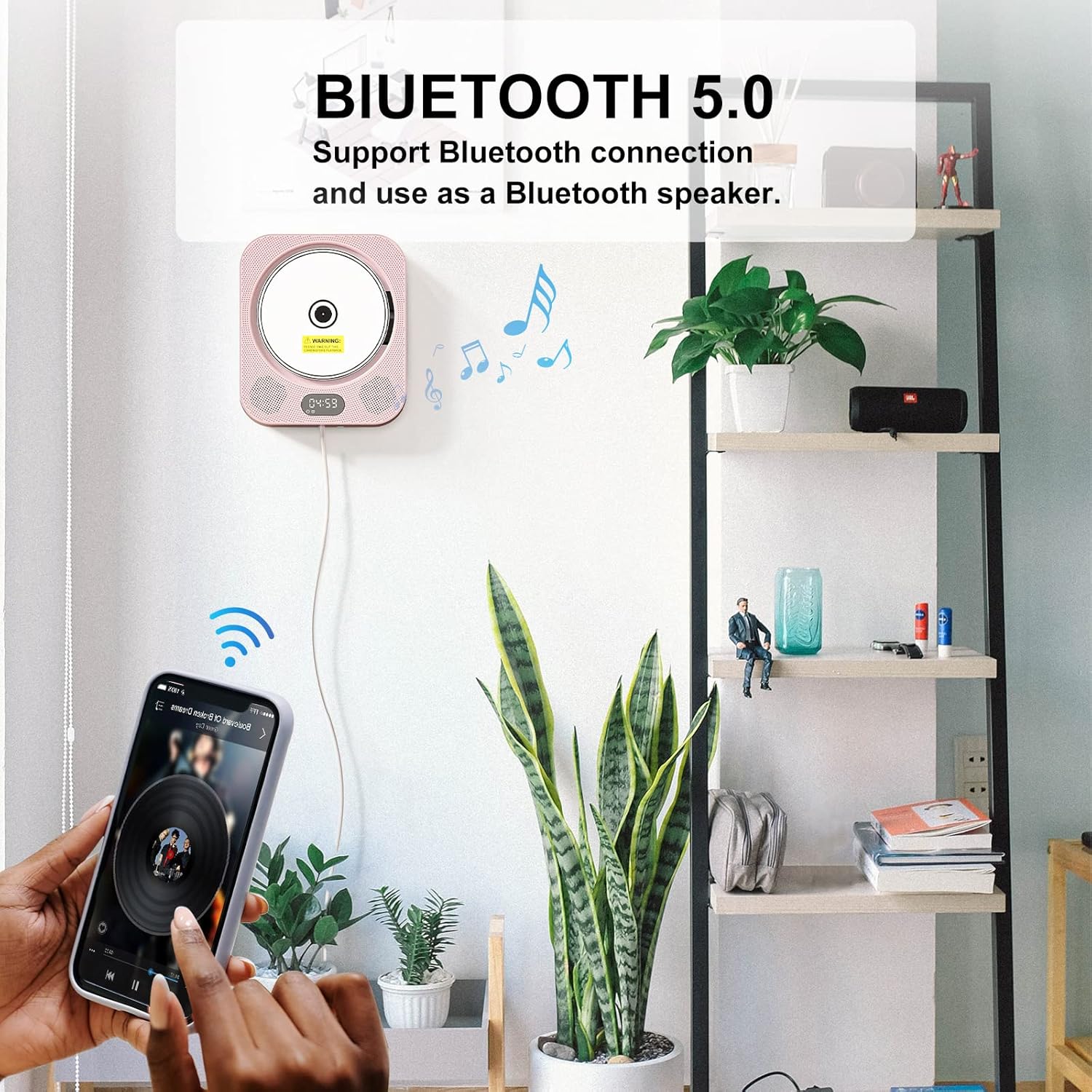 Kpop Pink CD Player with IR Remote and Bluetooth