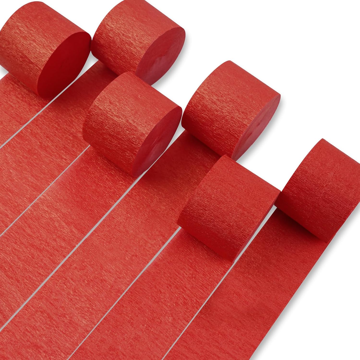 PartyWoo Red Crepe Paper Streamers 6 Rolls 492 Feet Pack