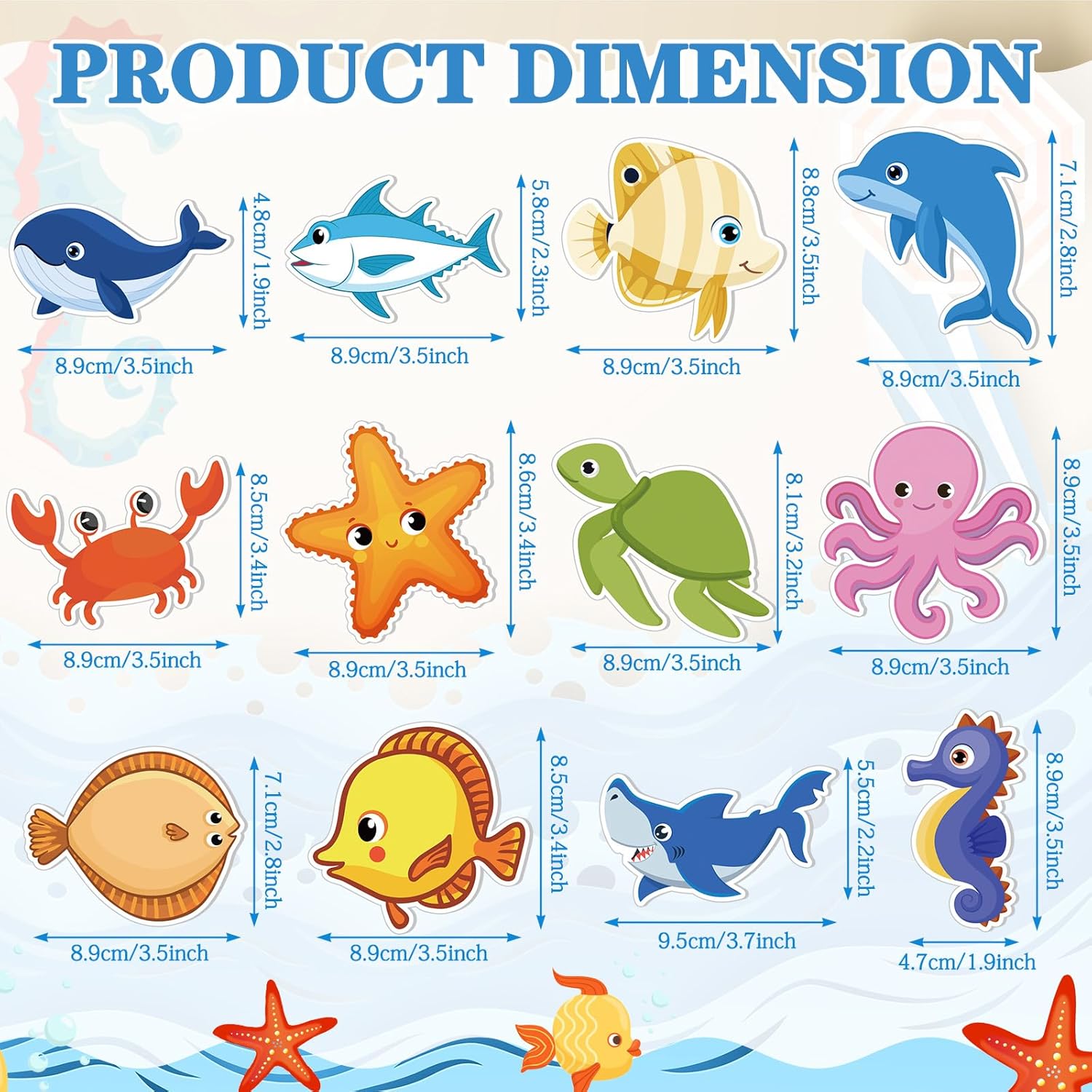 Zhanmai 60 Pack Ocean Animal Sticky Notes Set