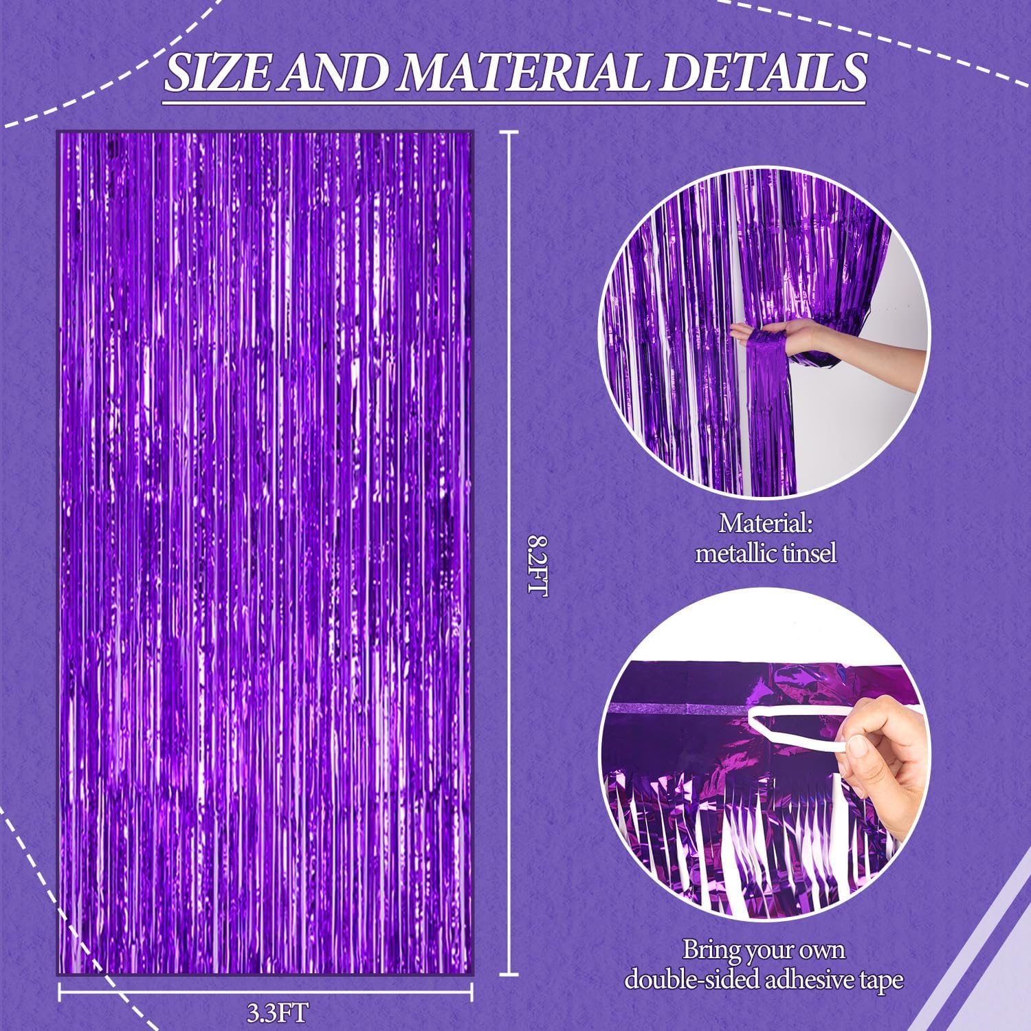 3 Pack Foil Fringe Curtains for Party Backdrop