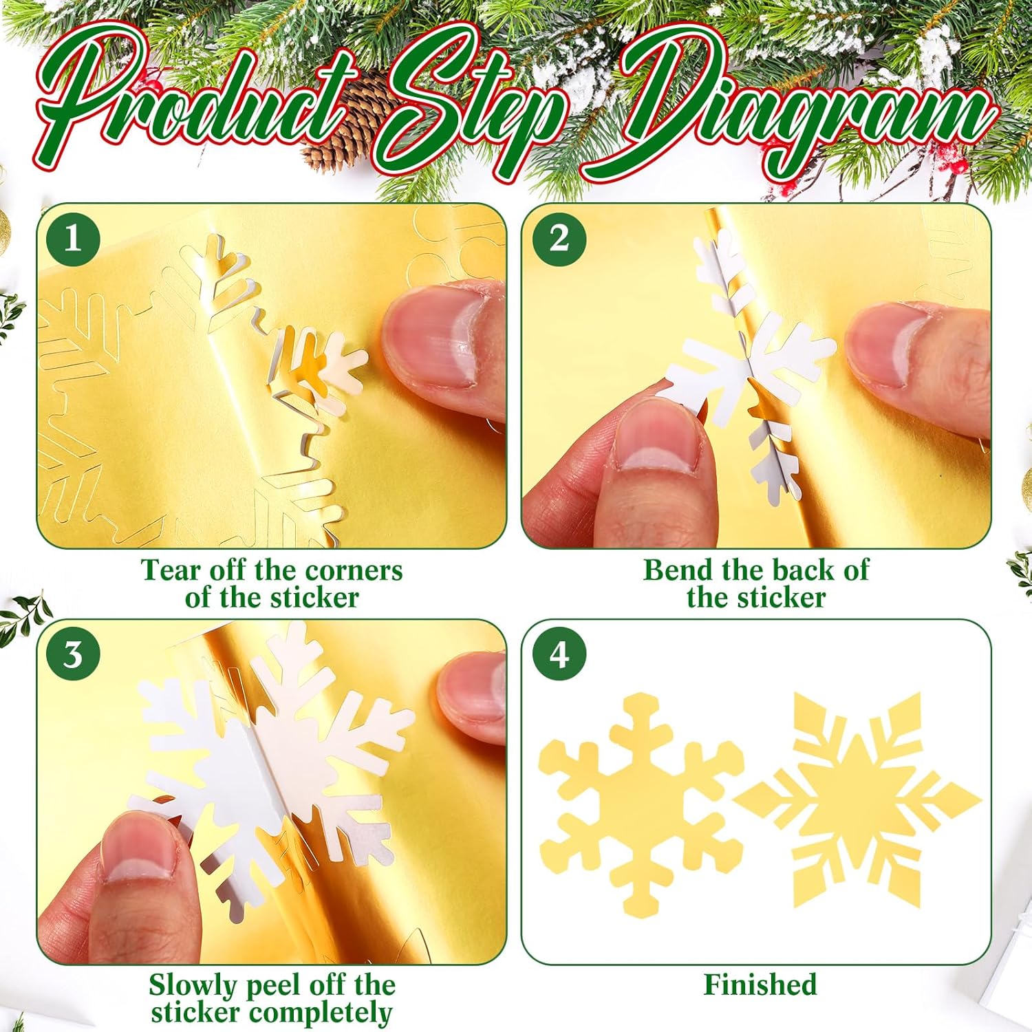 360 Pcs Christmas Envelope Seal Stickers Set Gold Foil Snowflakes