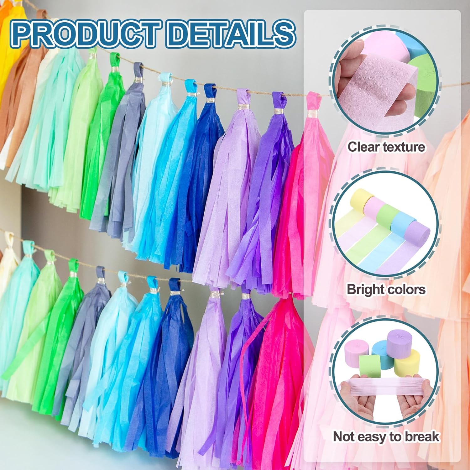 MECCANIXITY Crepe Paper Streamers 6 Rolls 492ft Party Decorations