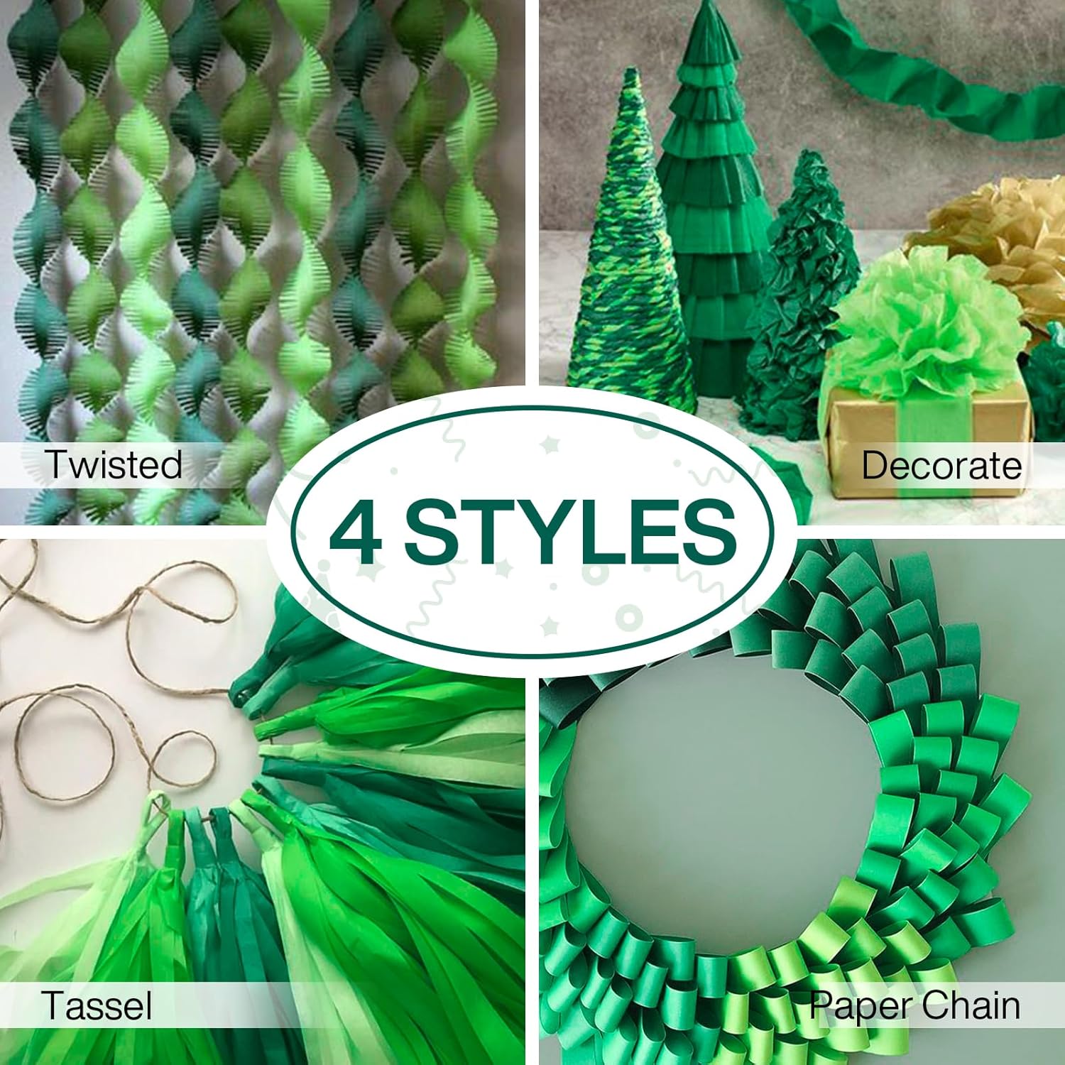 PartyWoo Crepe Paper Streamers 4 Rolls 328ft 1