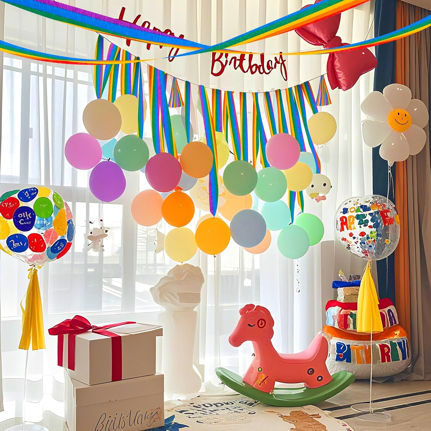 Tlswshsy 12 Rolls Rainbow Crepe Paper Streamers