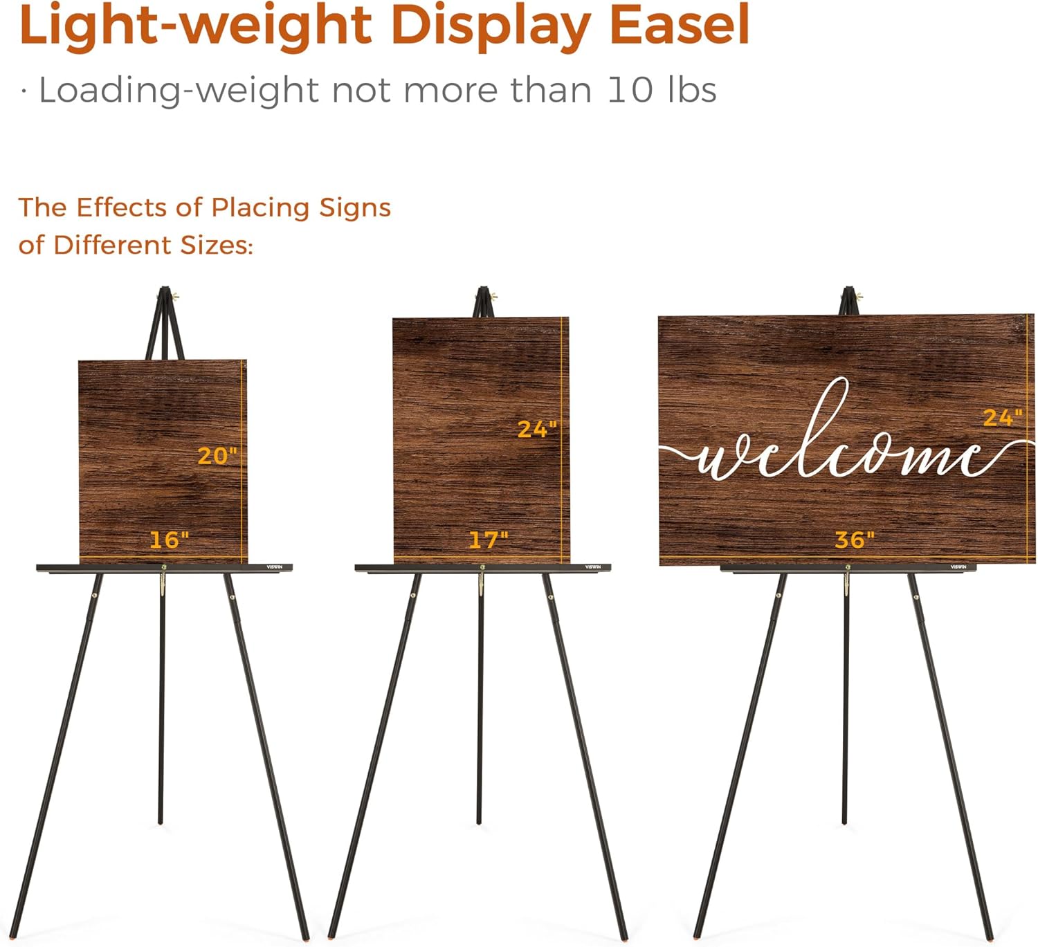 VISWIN 63 Inch Wooden Easel Stand for Display and Painting - Black