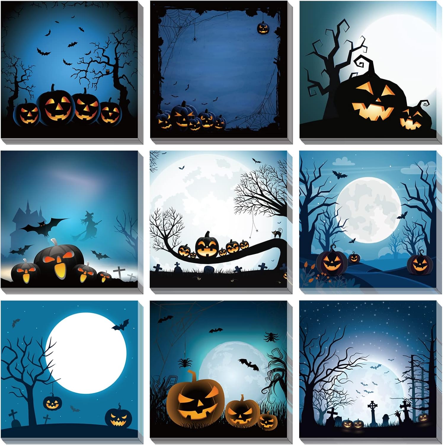 9 Piece Halloween Sticky Note Set with 450 Self-Adhesive Notes