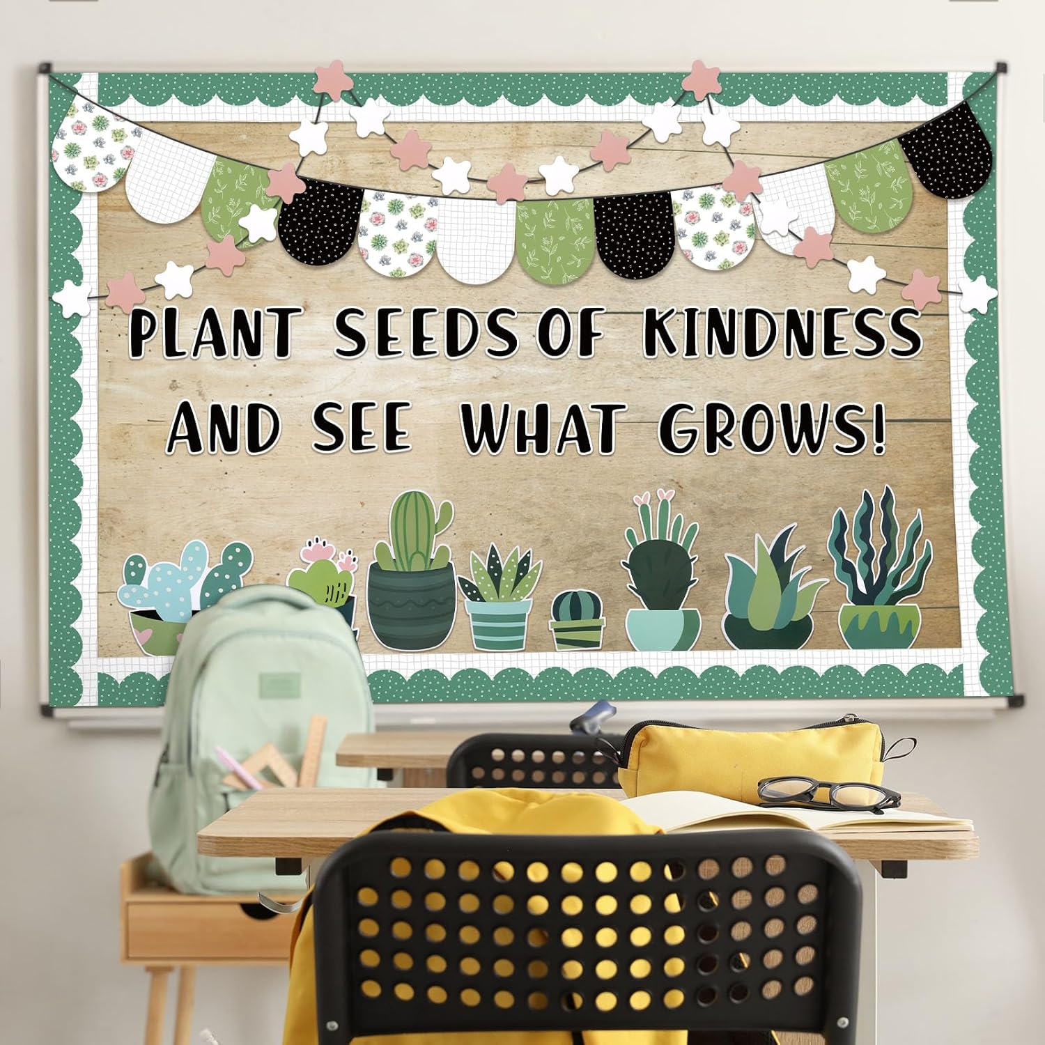 120 Pcs Potted Plant Bulletin Board Set for Classroom and Home