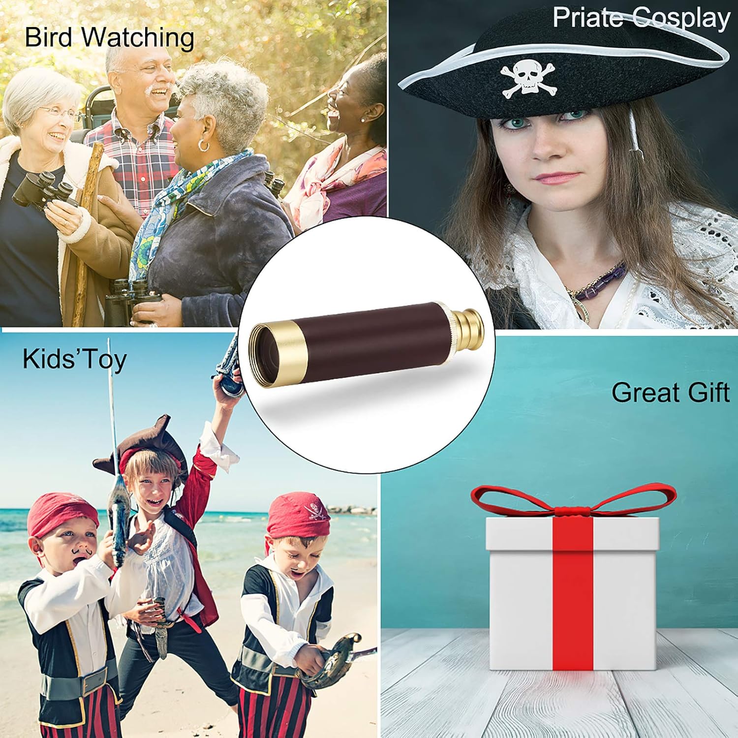 Dangshan Telescope Brass Pirate Monocular - Waterproof 25x30x Collapsible