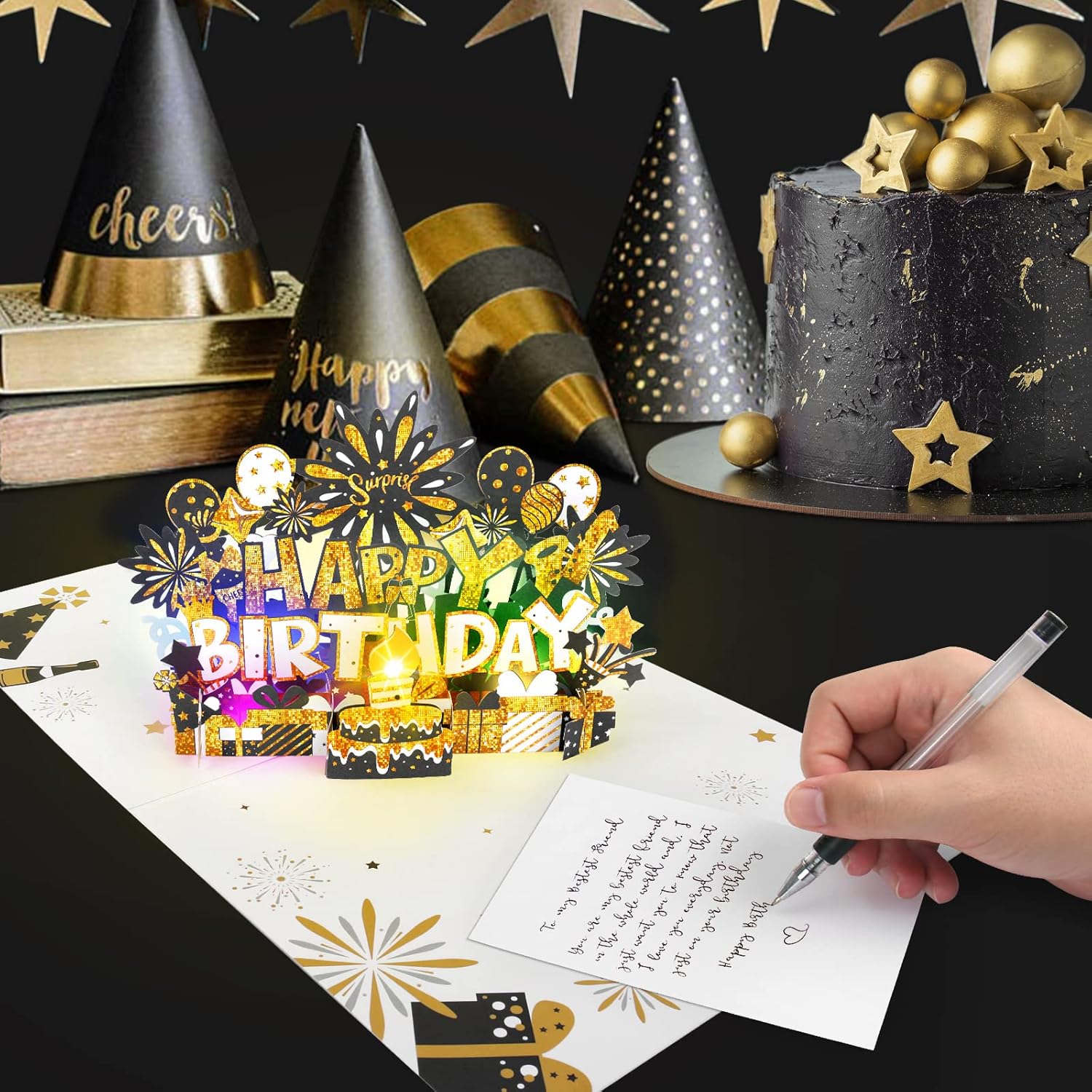 Musical Pop Up Birthday Card with LED Light and Happy Birthday Music