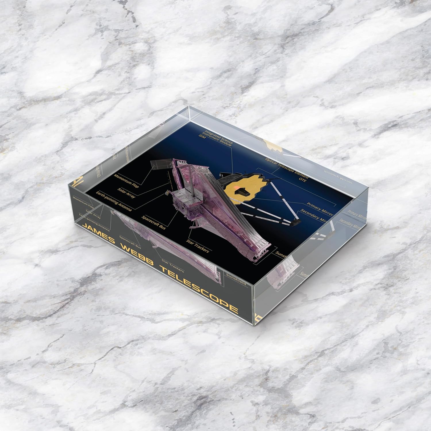 Infusion James Webb Space Telescope Crystal Paperweight with Info Card Gift Set