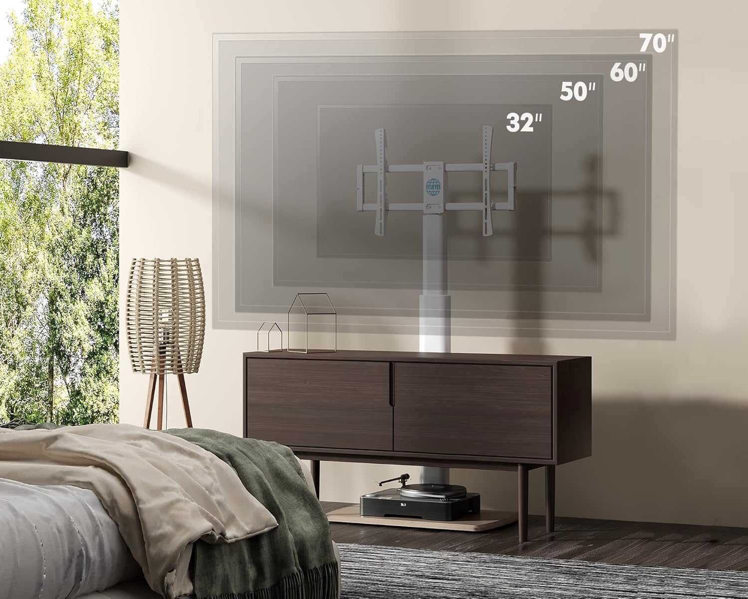 FITUEYES Height Adjustable Corner TV Stand White