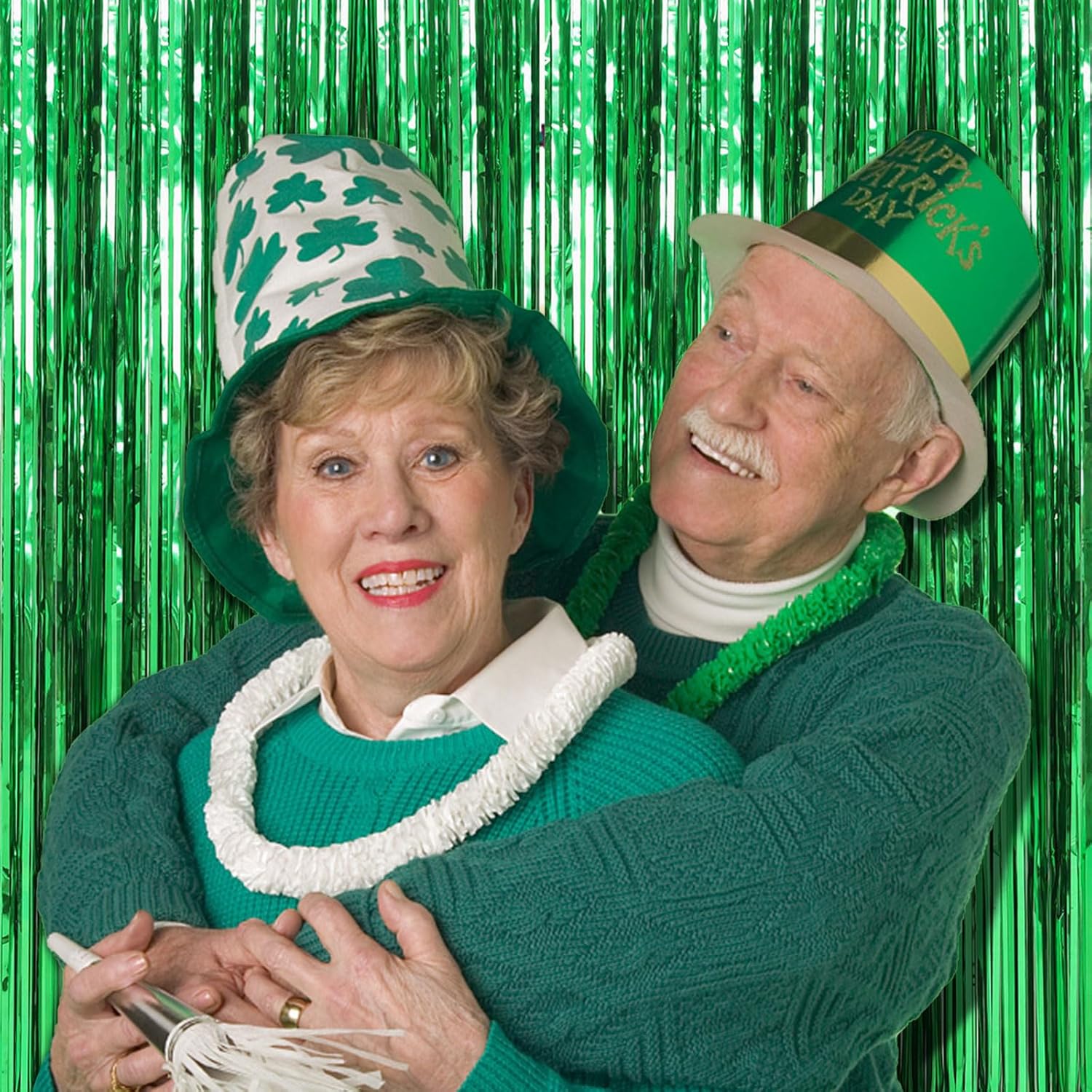 2 Pack Green Foil Streamers Backdrop for Parties and Photo Booths