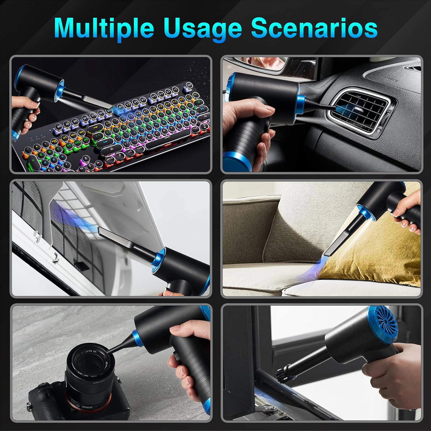KEIMI Cordless Compressed Air Duster with LED Light