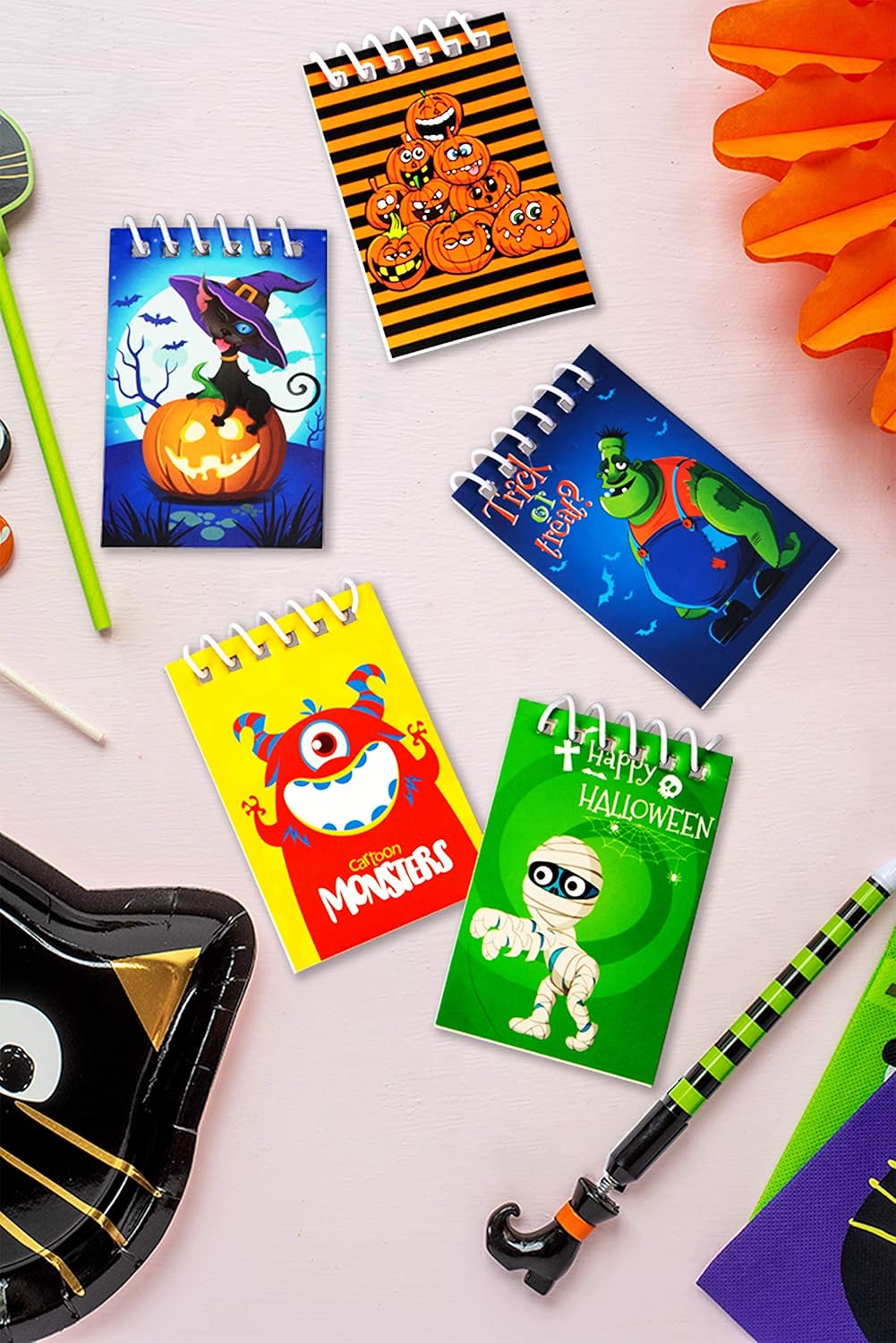 90shine 60PCS Halloween Notepads Party Favors for Kids