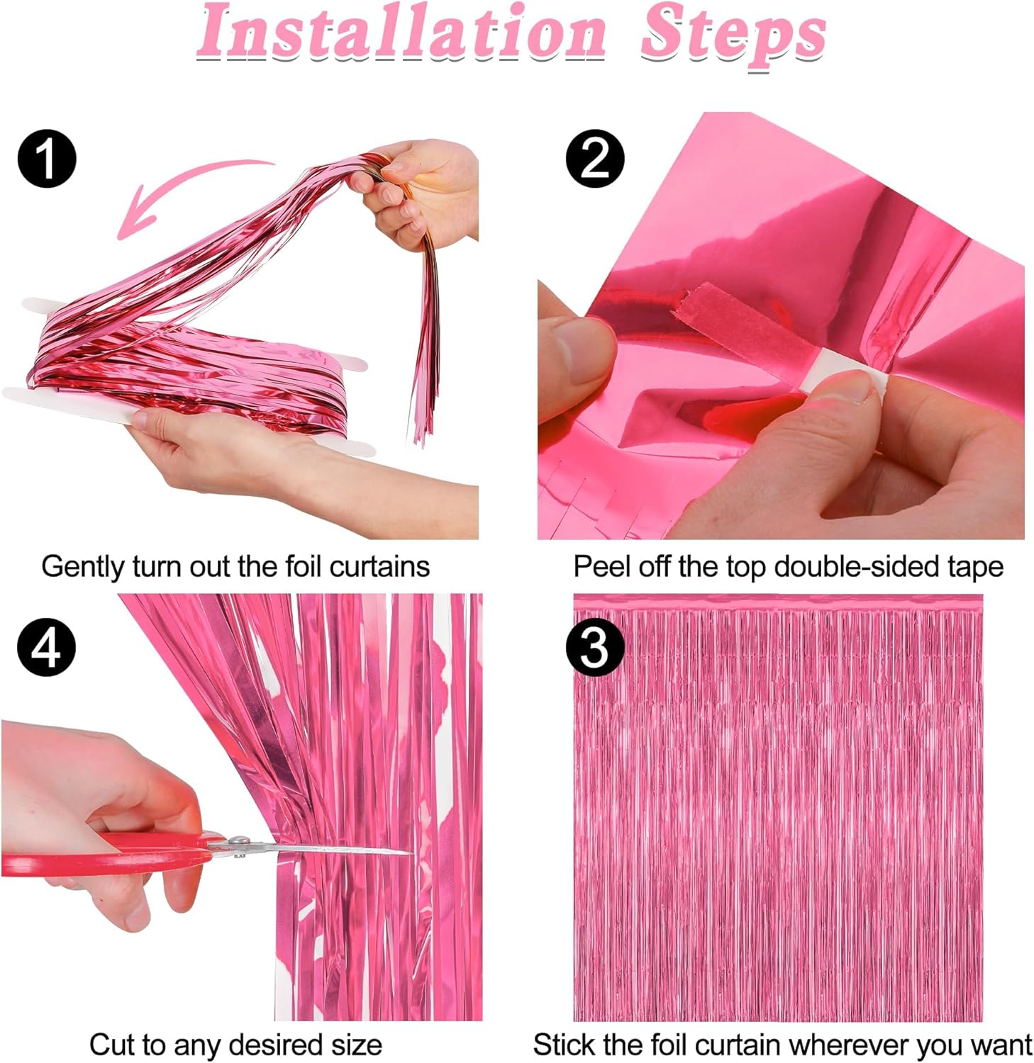 2 Pack Pink Tinsel Backdrop Curtains
