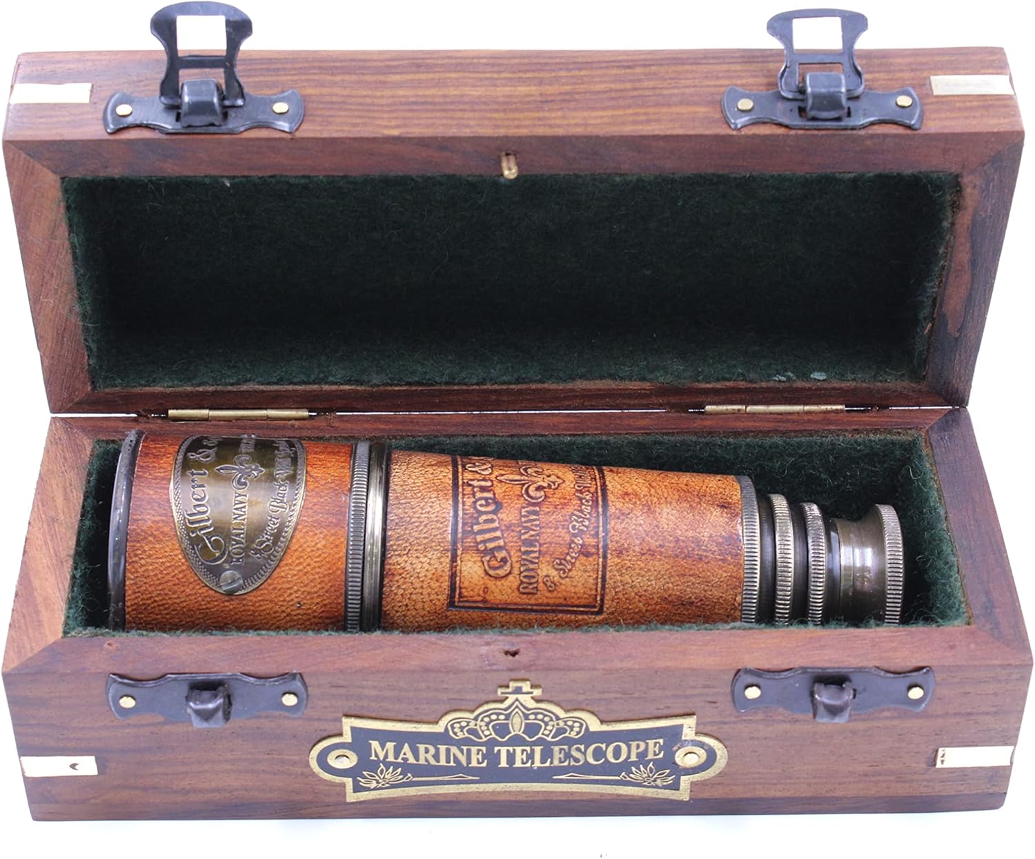 Handcrafted Brass Nautical Telescope with Box