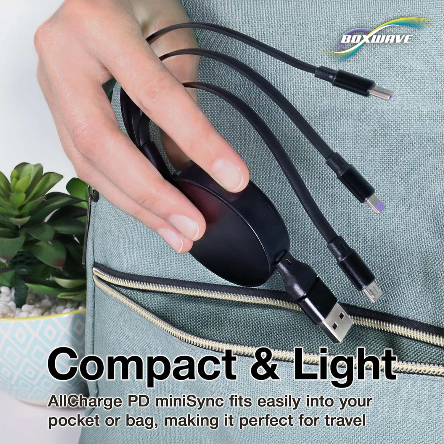 BoxWave Retractable USB Cable for OnLyee CR1024 Alarm Clock