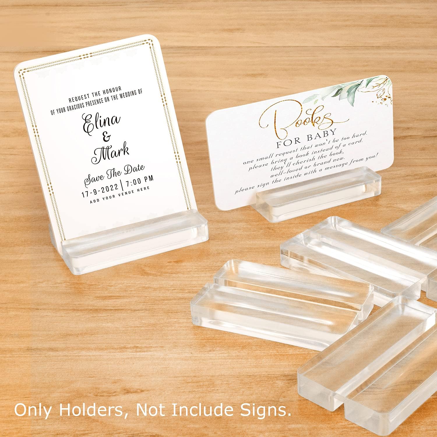 10 Piece Acrylic Name Card Holder Clear Sign Display Stand