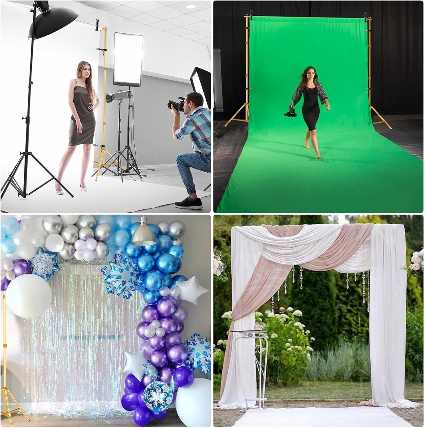 Titanium Gold Adjustable Photo Backdrop Stand Kit 10x7ft