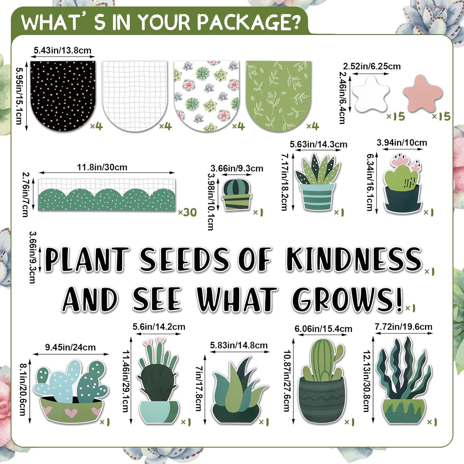 120 Pcs Potted Plant Bulletin Board Set for Classroom and Home