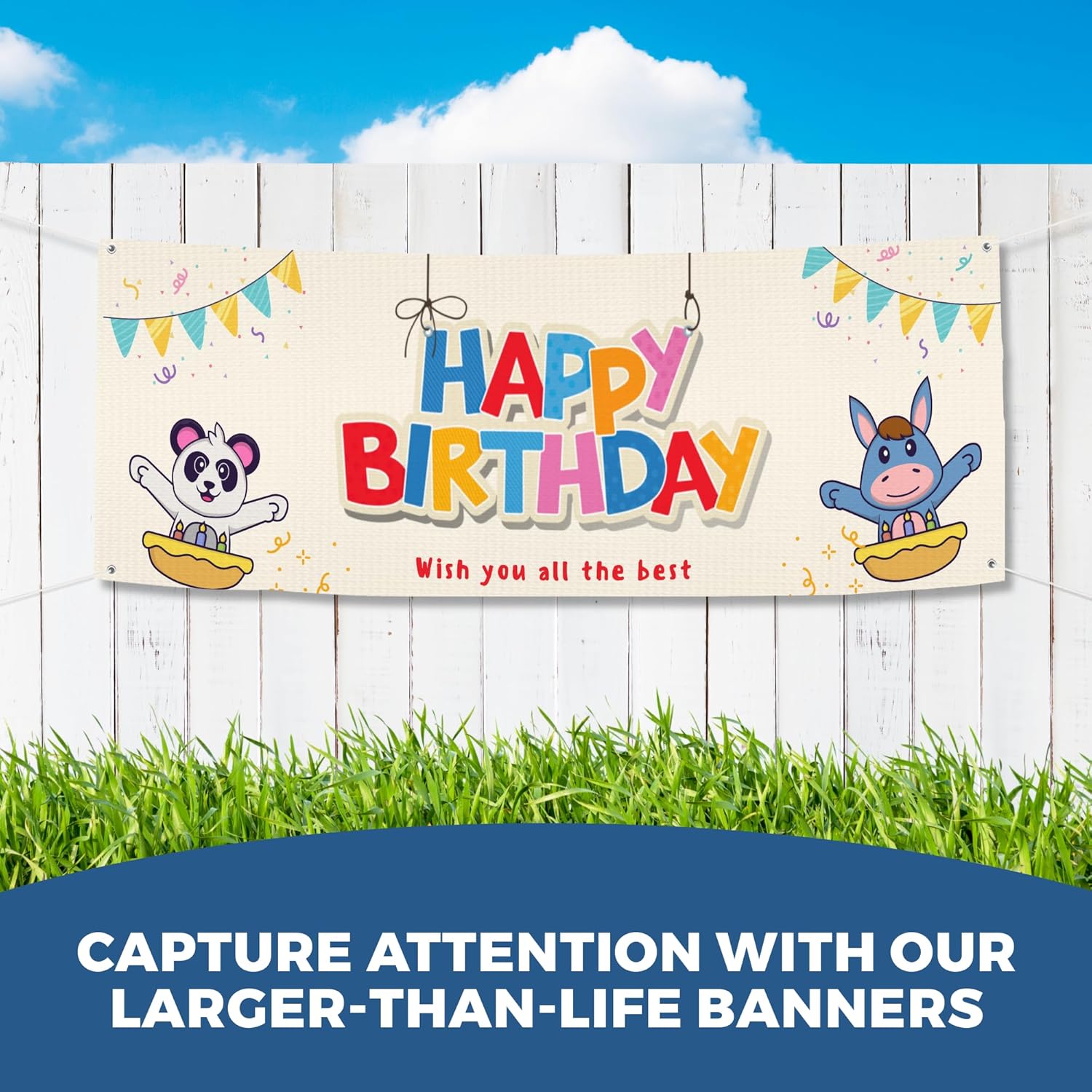 Happy Birthday Banner Sign 6x2 Ft Outdoor Indoor Use