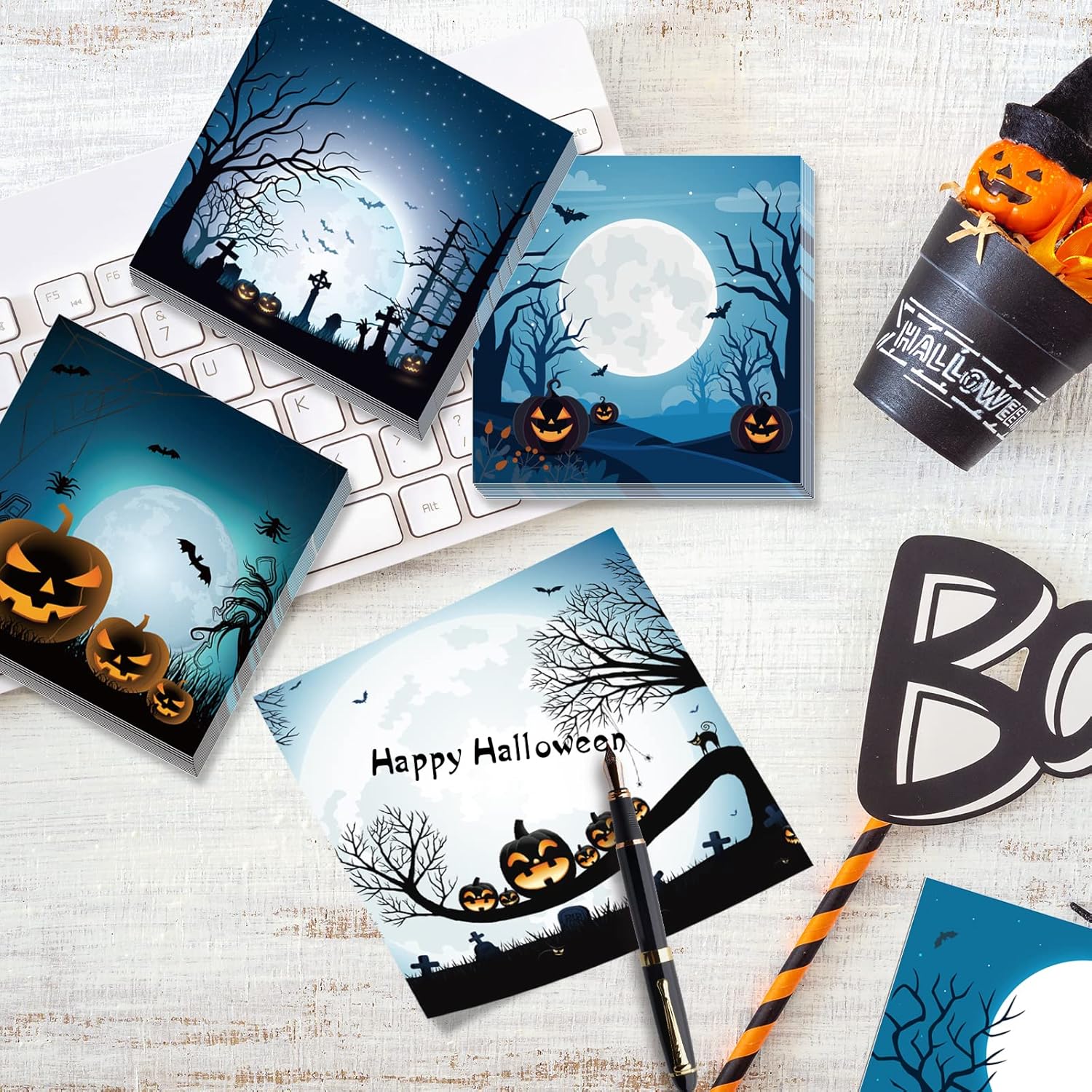 9 Piece Halloween Sticky Note Set with 450 Self-Adhesive Notes