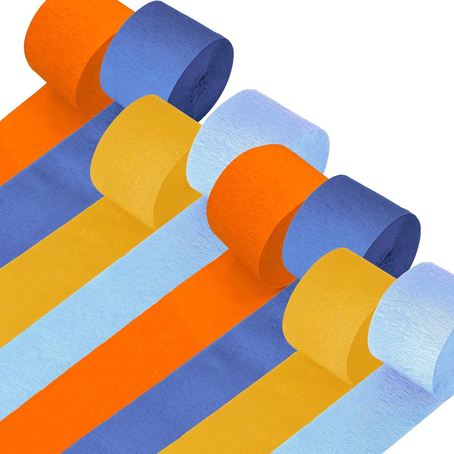 Blue and Orange 8 Rolls Crepe Paper Streamers for Parties