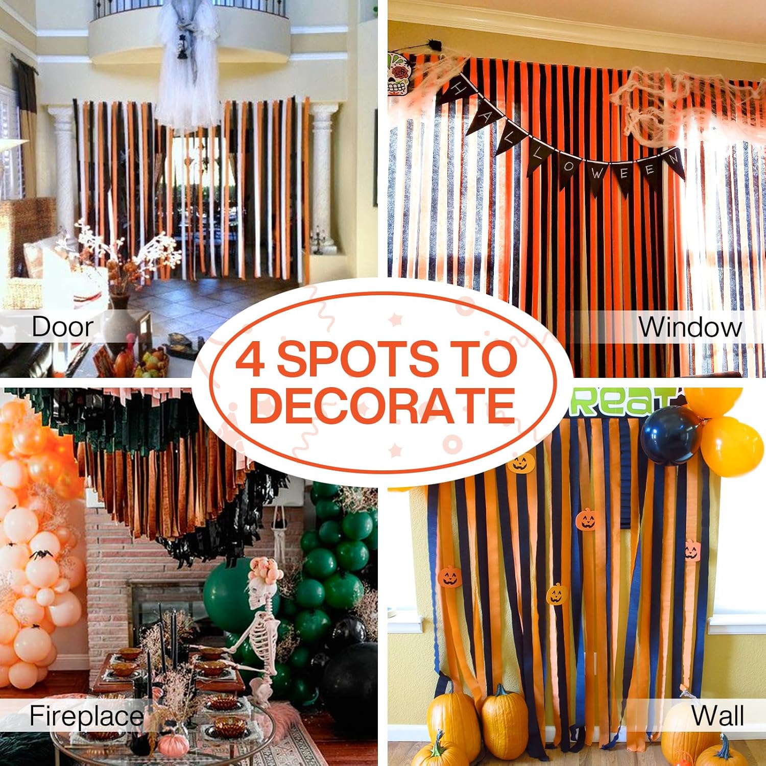 PartyWoo Crepe Paper Streamers 6 Rolls 492ft Pack
