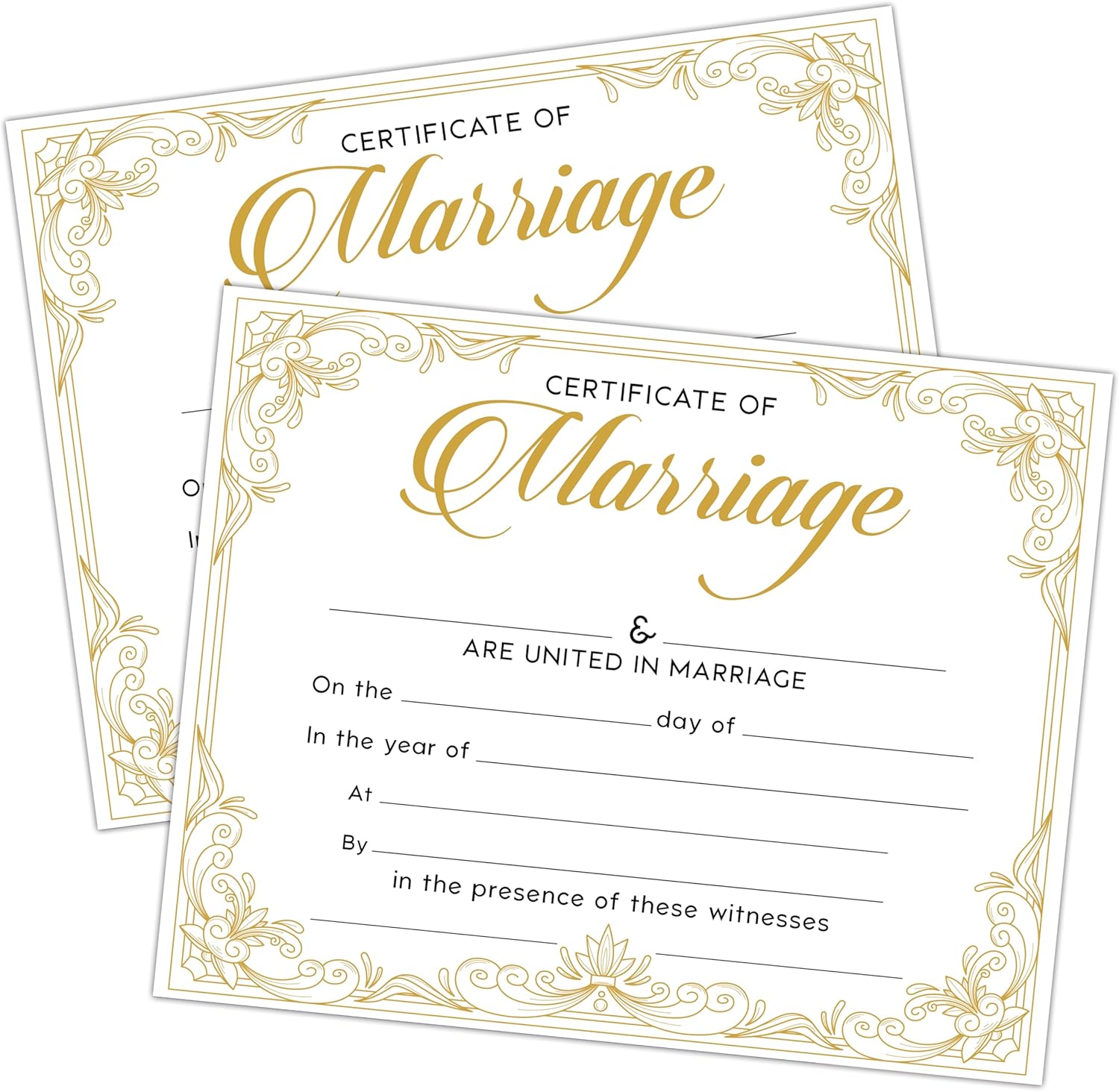 Marriage Certificates for Newlyweds 25Pcs Gold Foil Edges