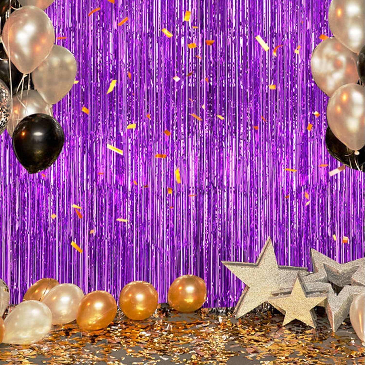 3 Pack Foil Fringe Curtains for Party Backdrop