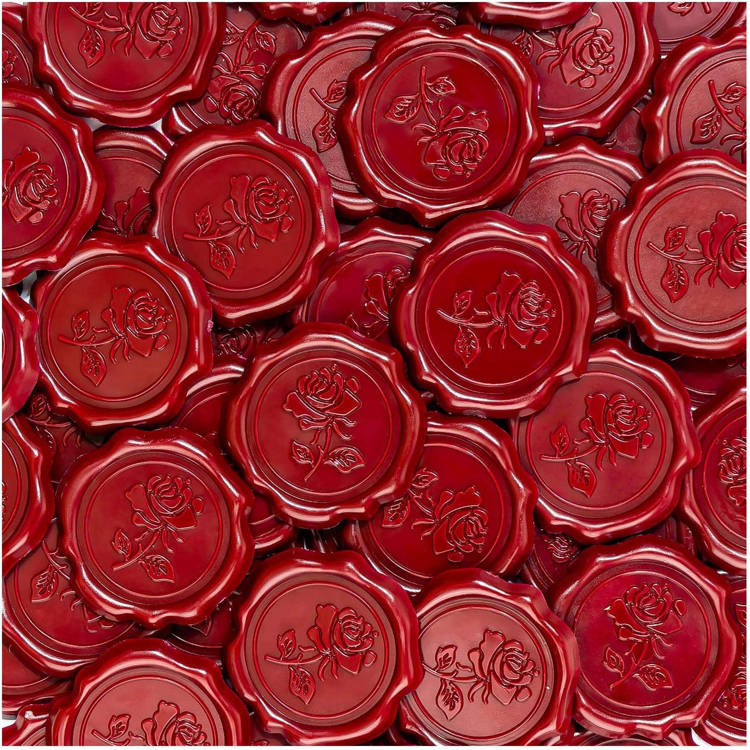 55 Pcs Red Rose Wax Seal Stickers for Envelopes and Invitations