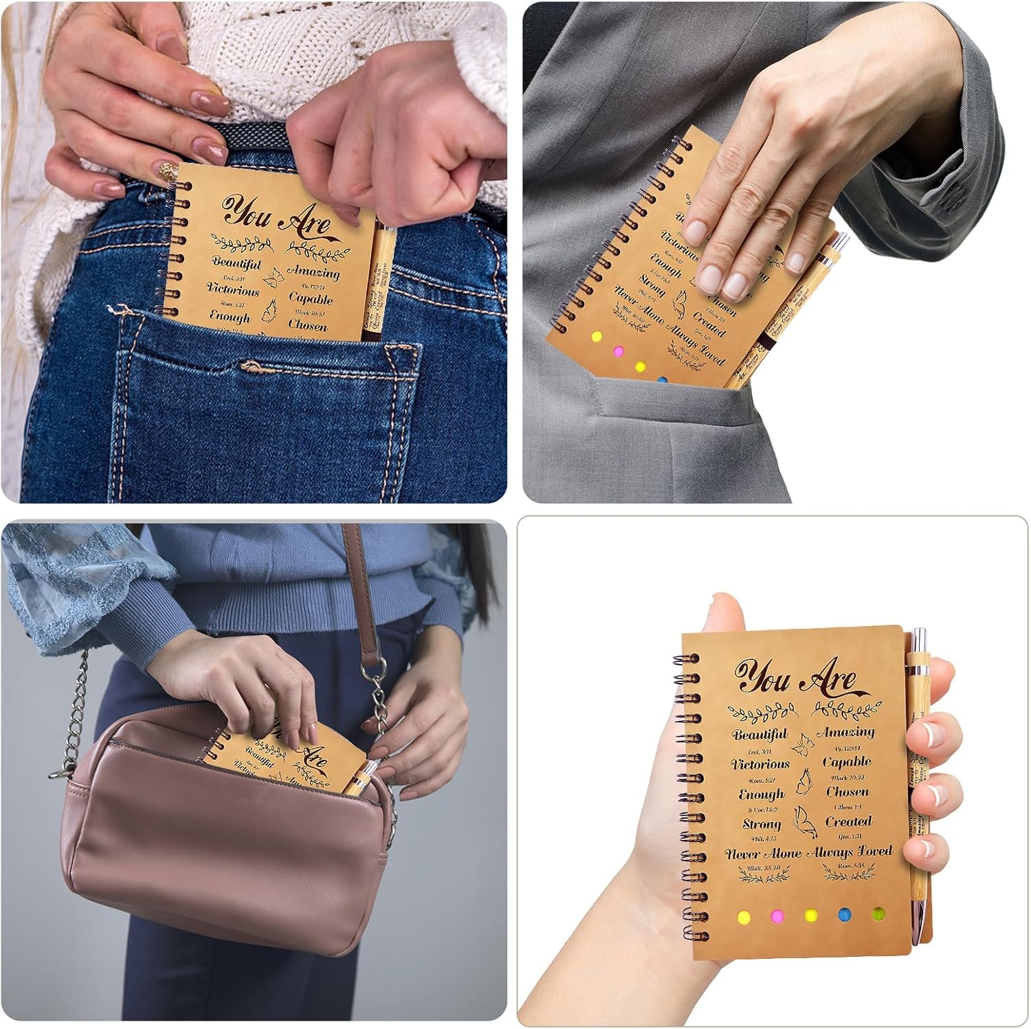 100 PCS Christian Prayer Journal Set with Spiral Notebook and Bamboo Pens