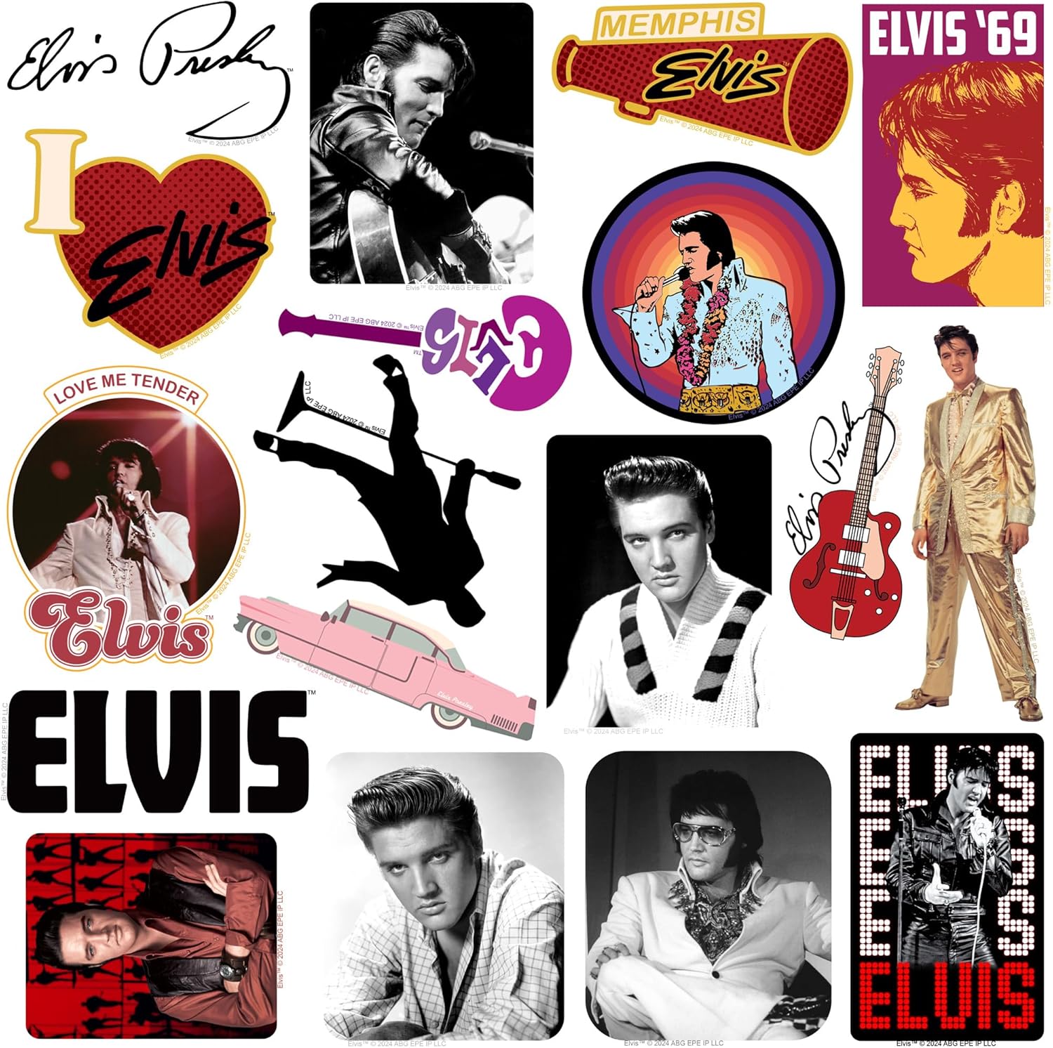 Elvis 50ct Vinyl Sticker Pack - Decals for Multiple Uses