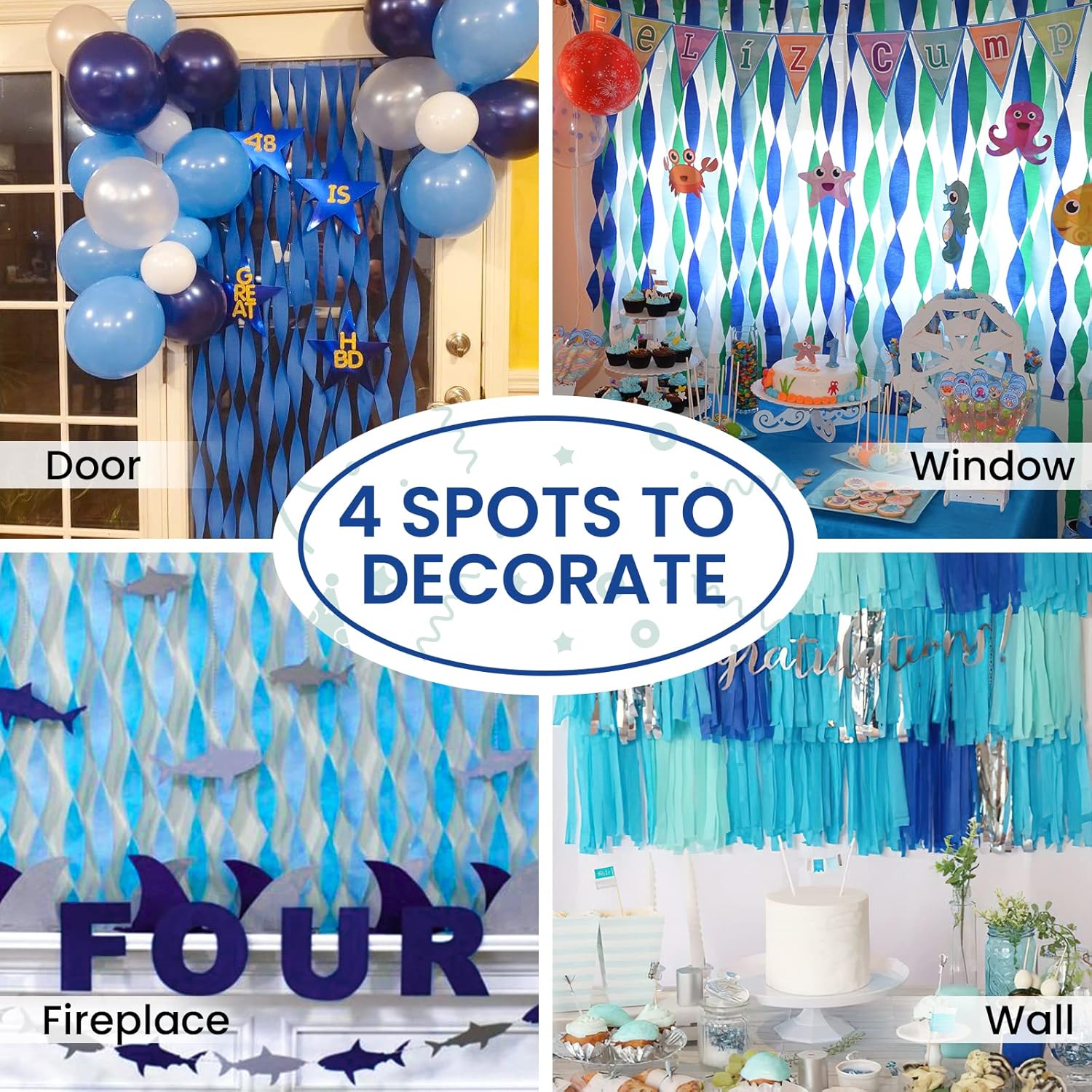 PartyWoo Crepe Paper Streamers 6 Rolls 492ft