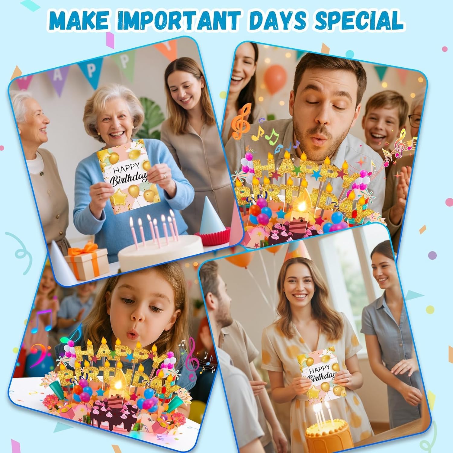 Lupow 3D Pop Up Musical Birthday Card with Lights