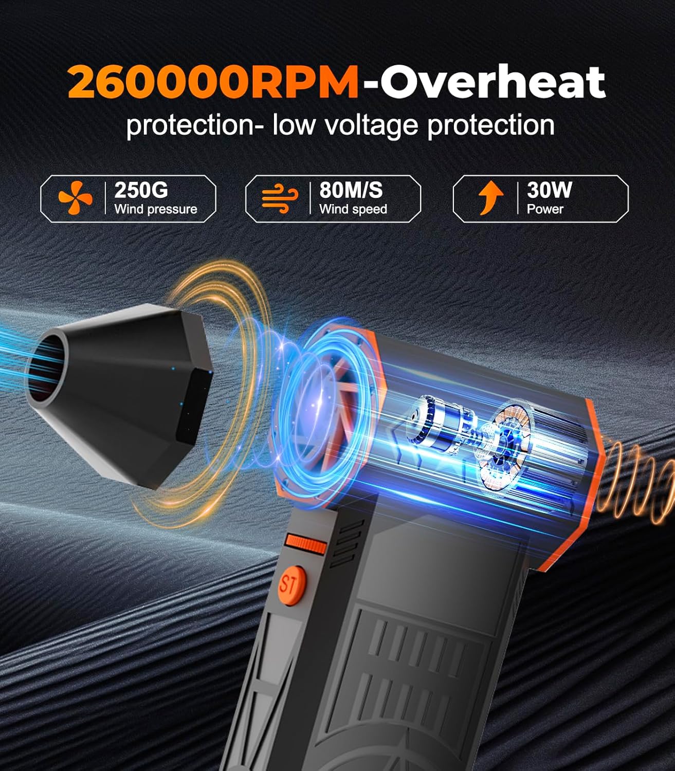 Rilicco Electric Air Duster with Reverse Charging and Variable Speed