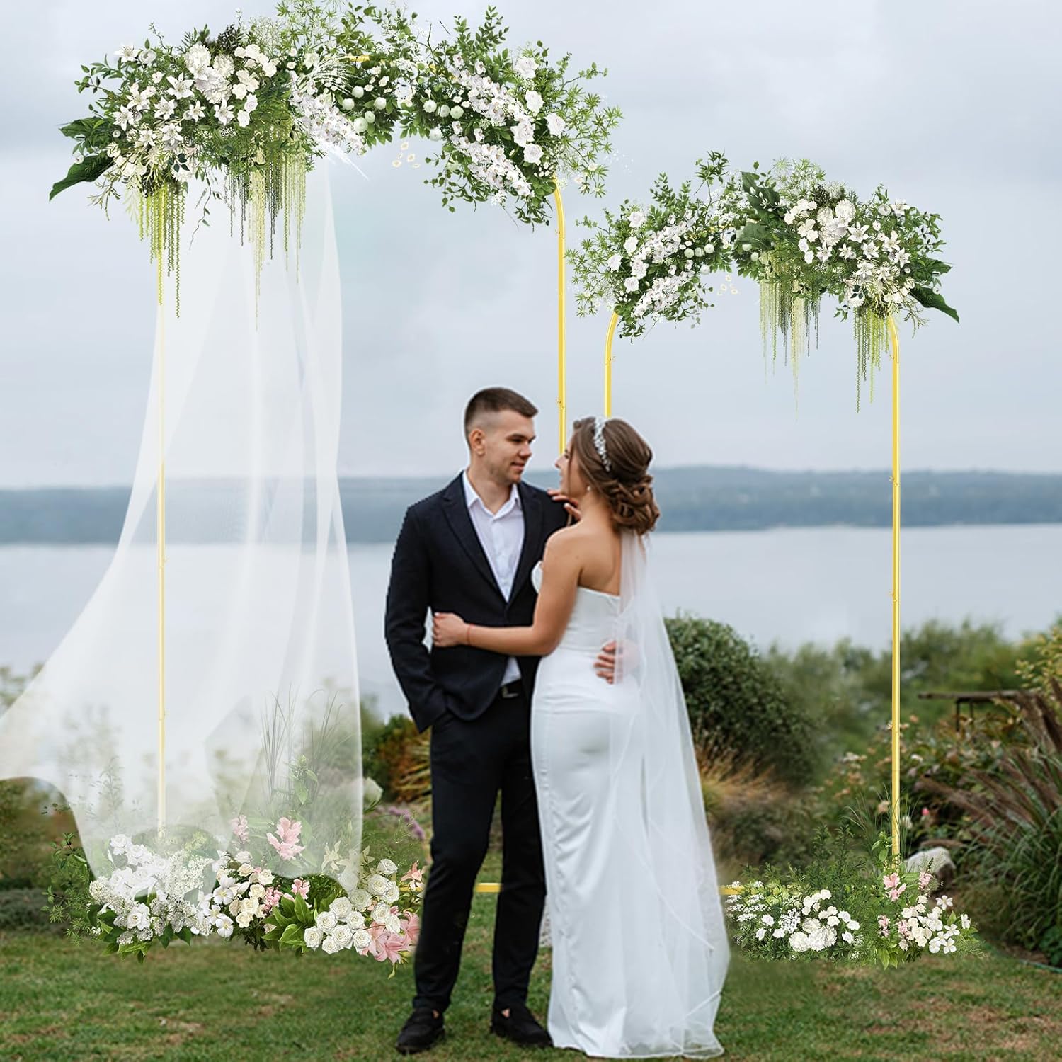 6FT Gold Metal Wedding Arch Backdrop Stand