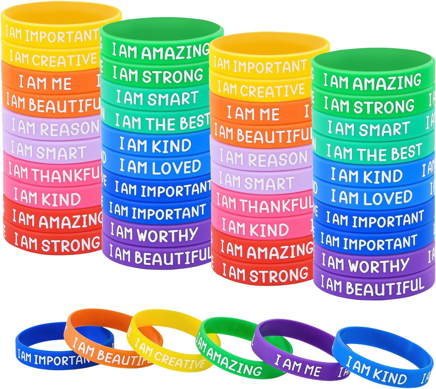 60 Pieces Colorful Motivational Wristbands For Students