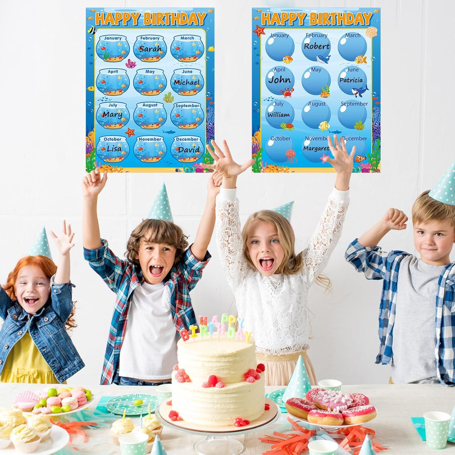 Ocean Animal Happy Birthday Poster Set 177x137 Inches