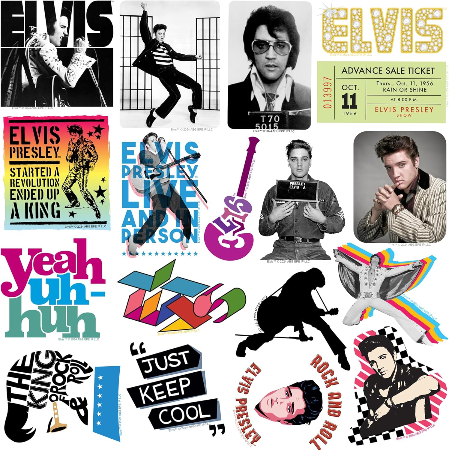 Elvis 50ct Vinyl Sticker Pack - Decals for Multiple Uses