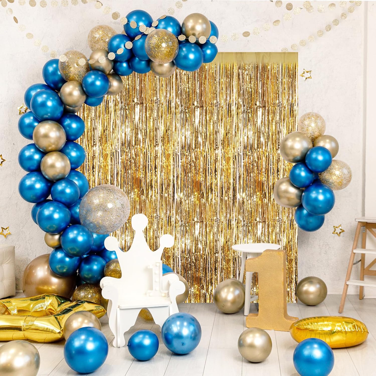 Champagne Gold Metallic Tinsel Foil Curtains 2 Pack