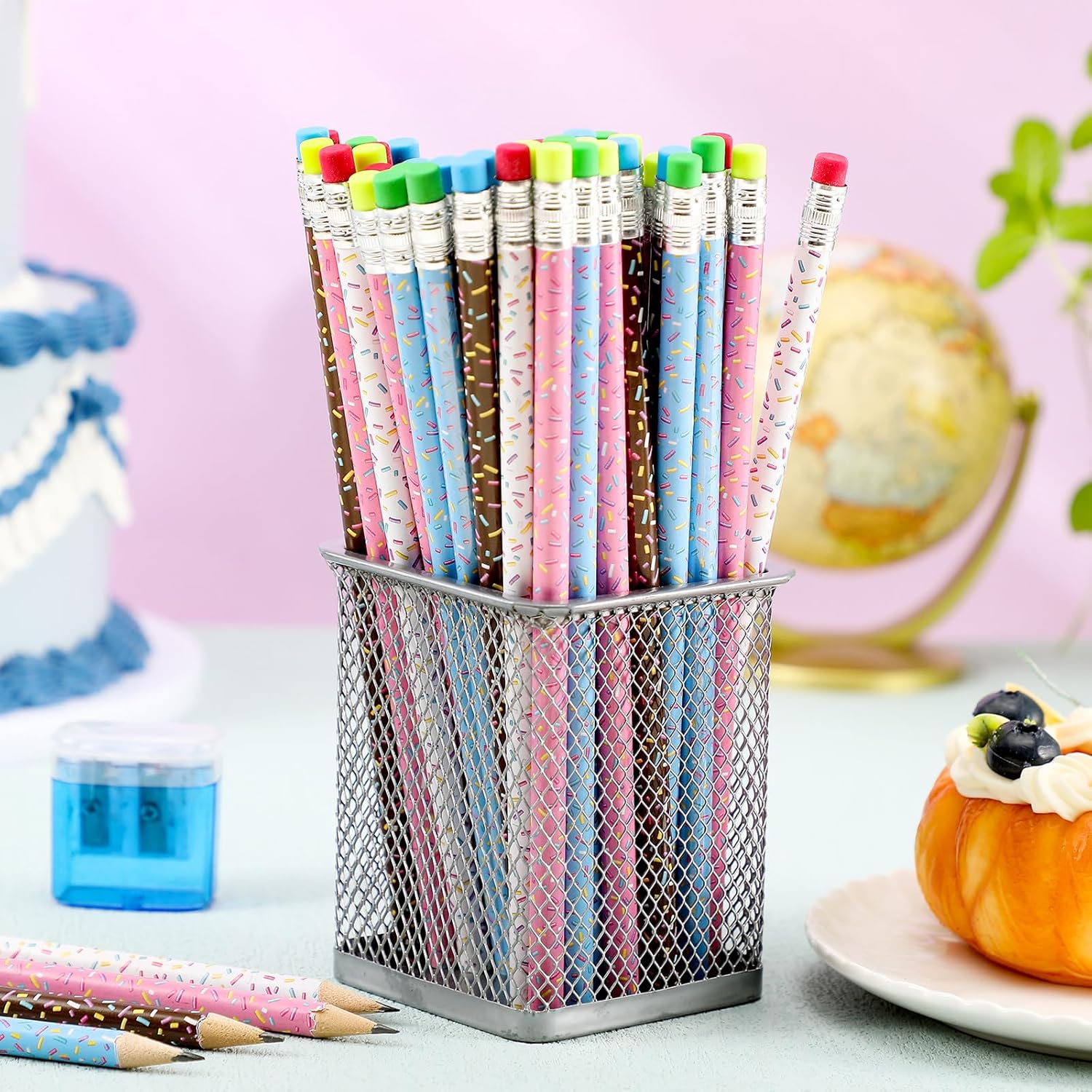 48 Donut Sprinkle Pencils with Erasers for Parties and School