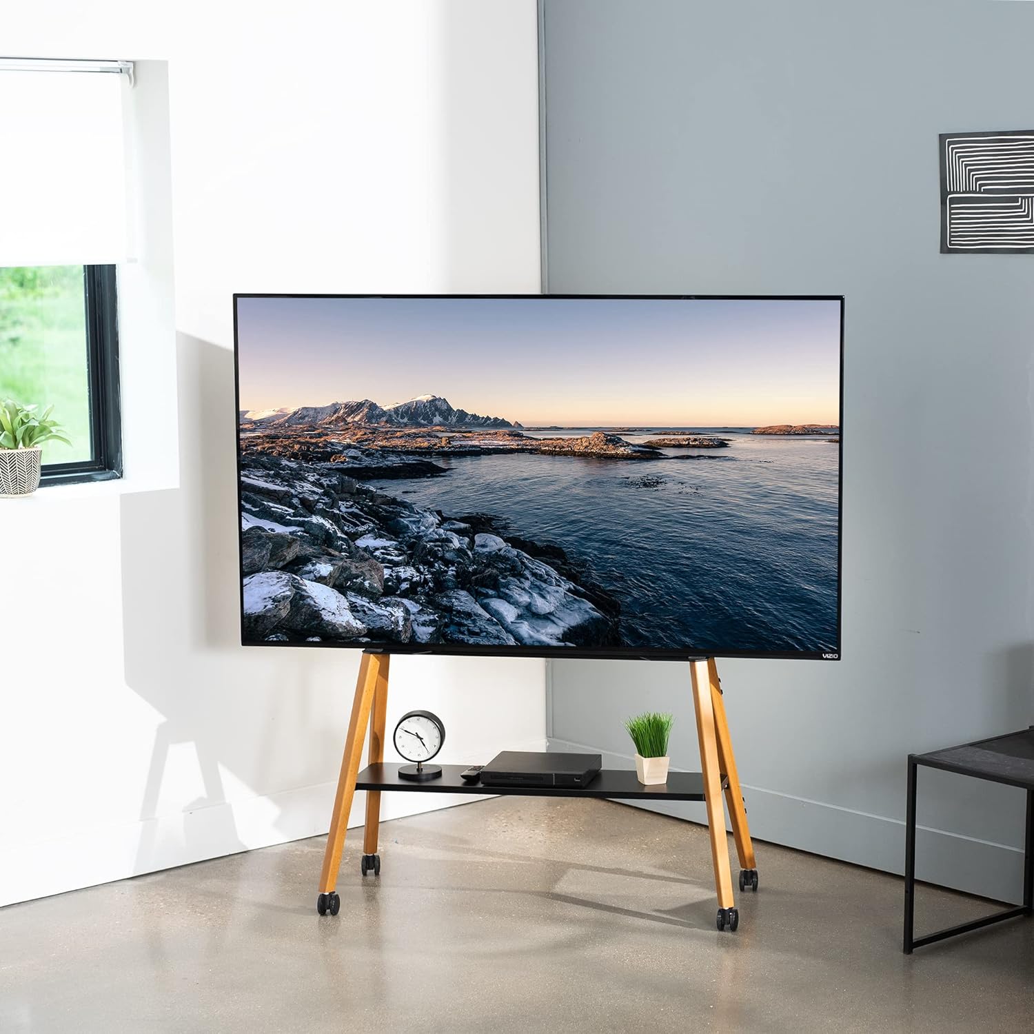 VIVO Rolling Artistic Easel TV Stand 49-75 inch Black Frame