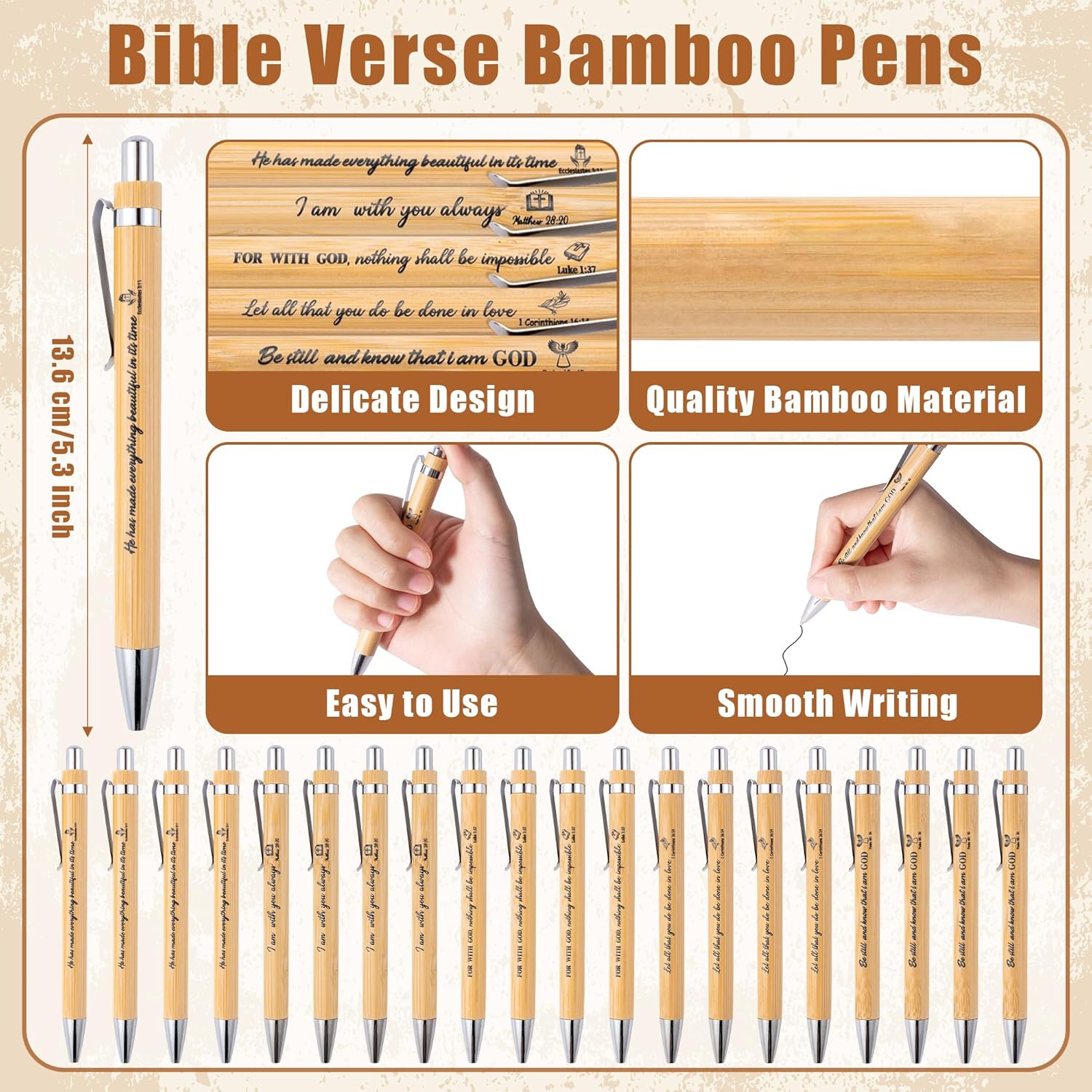 Haooryx Christian Bible Pen Bookmark Set 20 Pieces