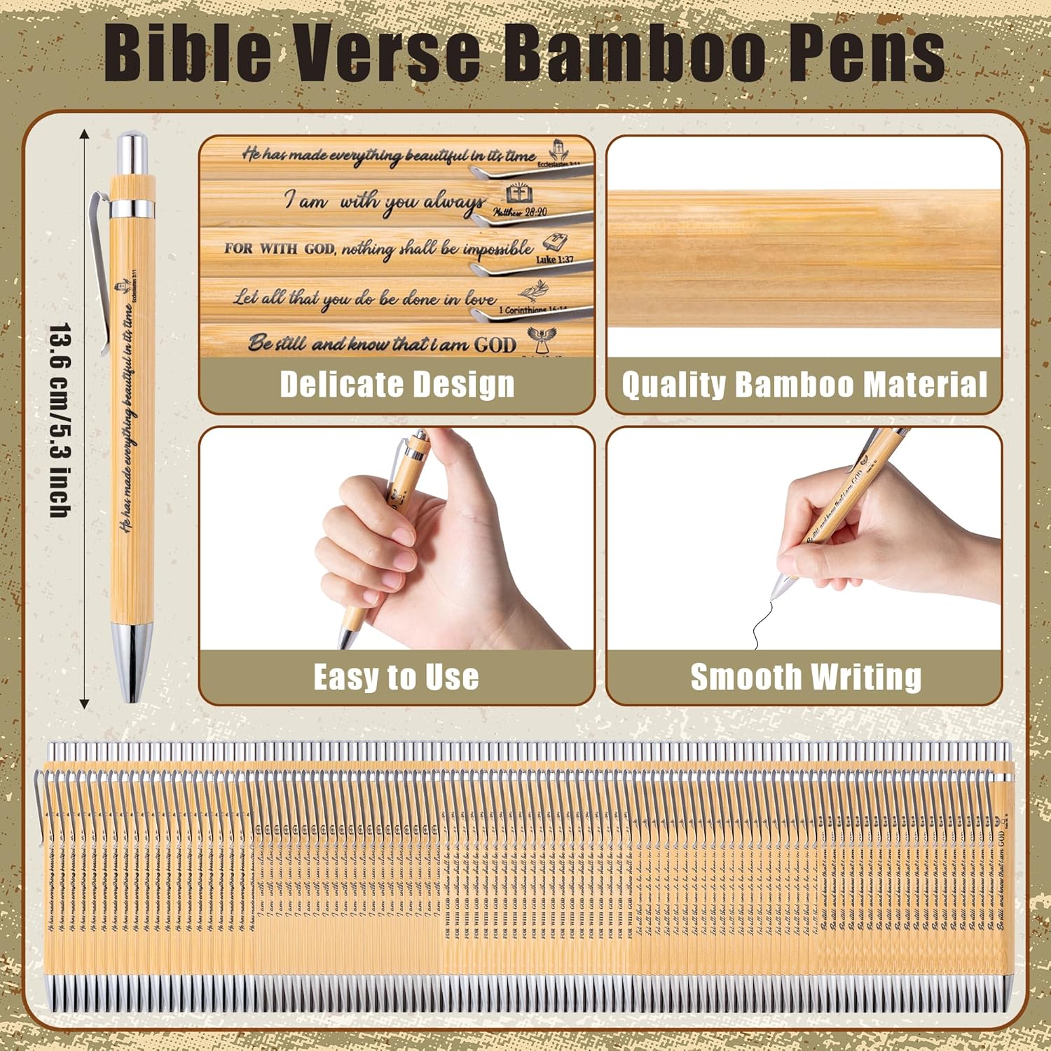 Haooryx Christian Bible Pen Bookmark Set 100 Pieces