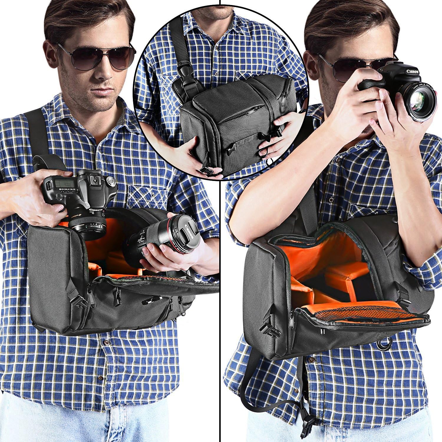 Neewer Professional DSLR Camera Case Sling Backpack with Waterproof Interior