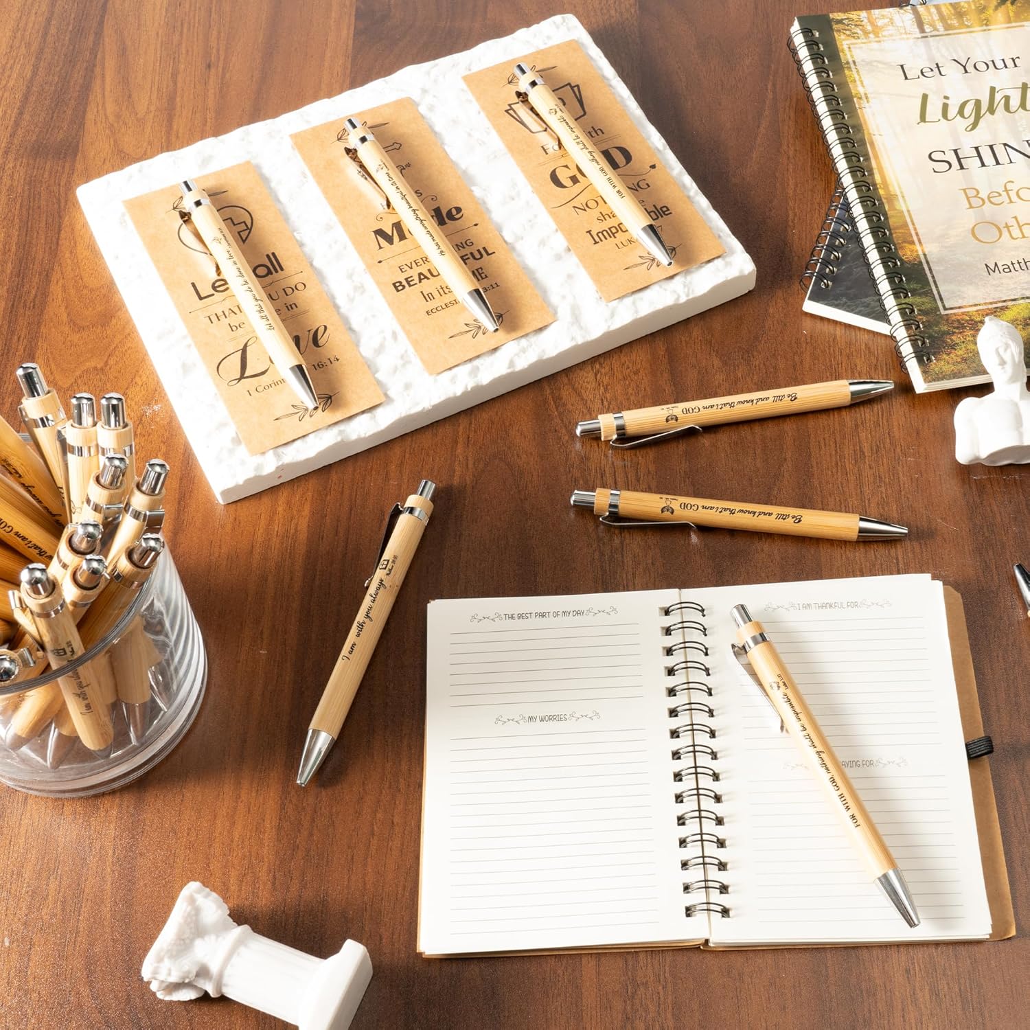 Haooryx Christian Bible Pen Bookmark Set 100 Pieces