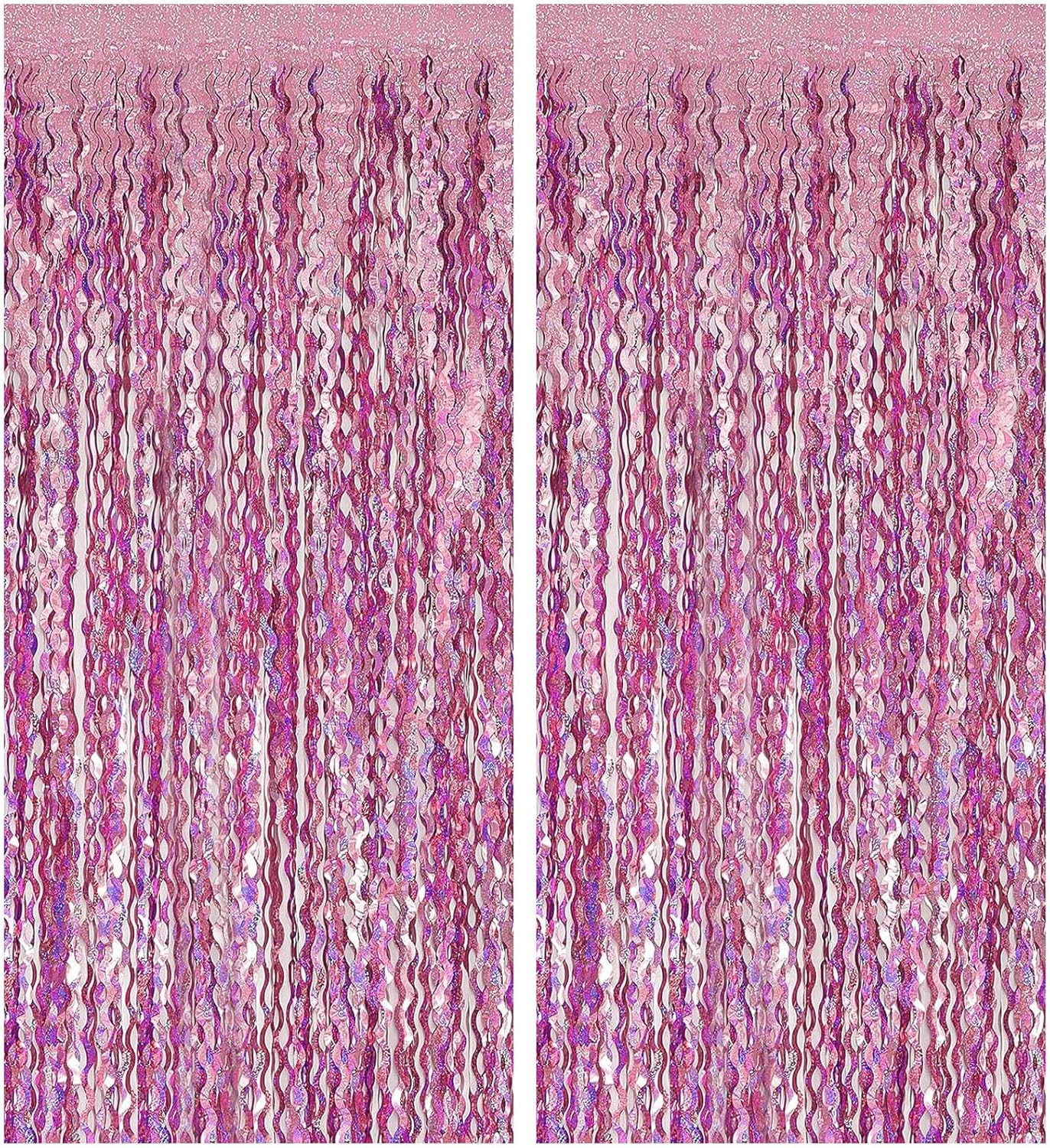 Pink Wavy Tinsel Foil Curtain Backdrop
