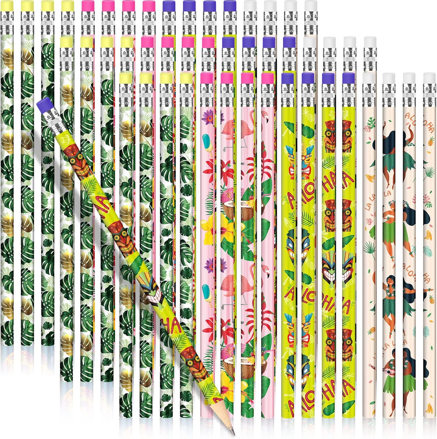 Geyee 36 Pcs Hawaiian Shark Themed Pencils